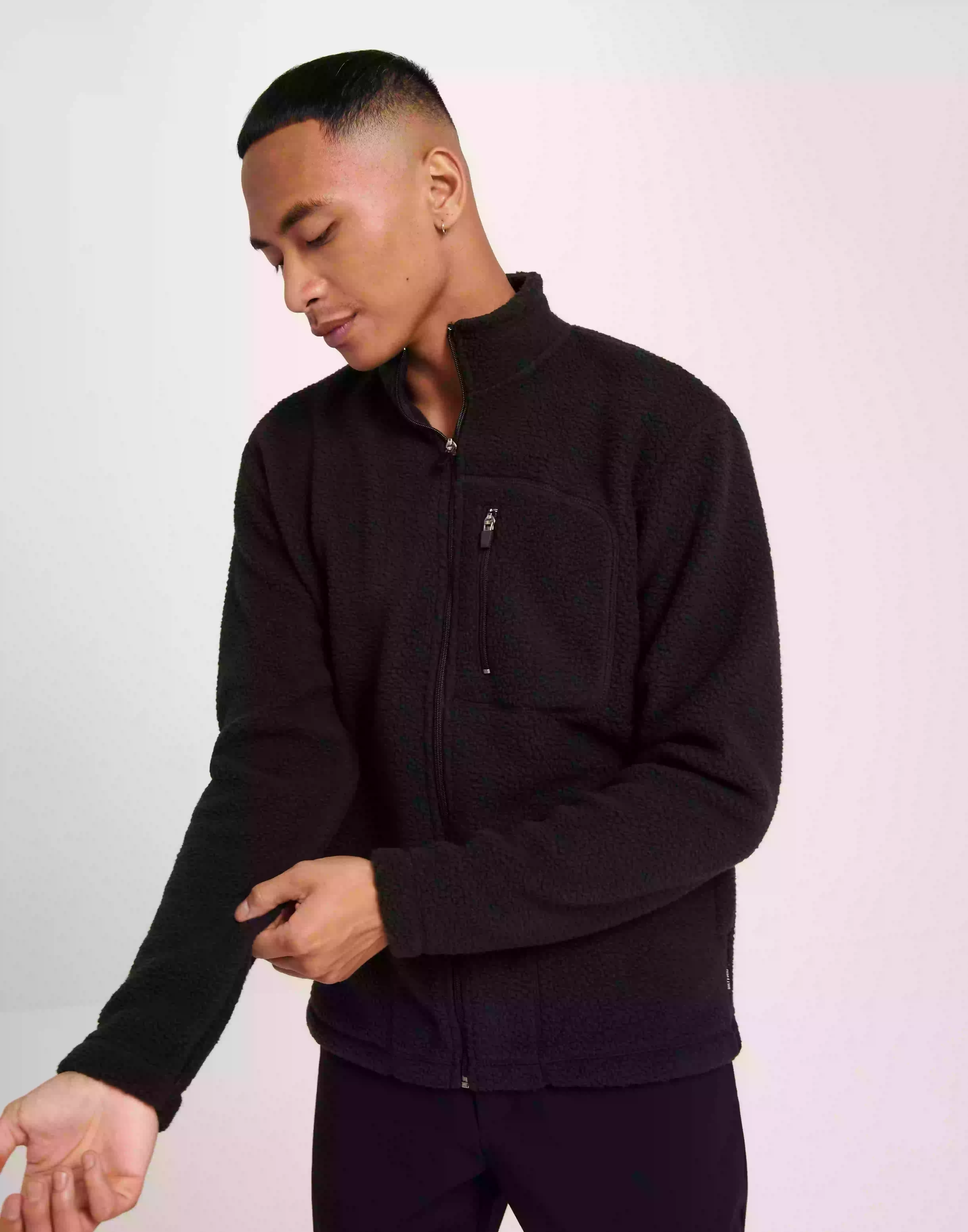 Only & Sons Onseric Reg Fleece Full Zip High Ne Fleecetröjor Black