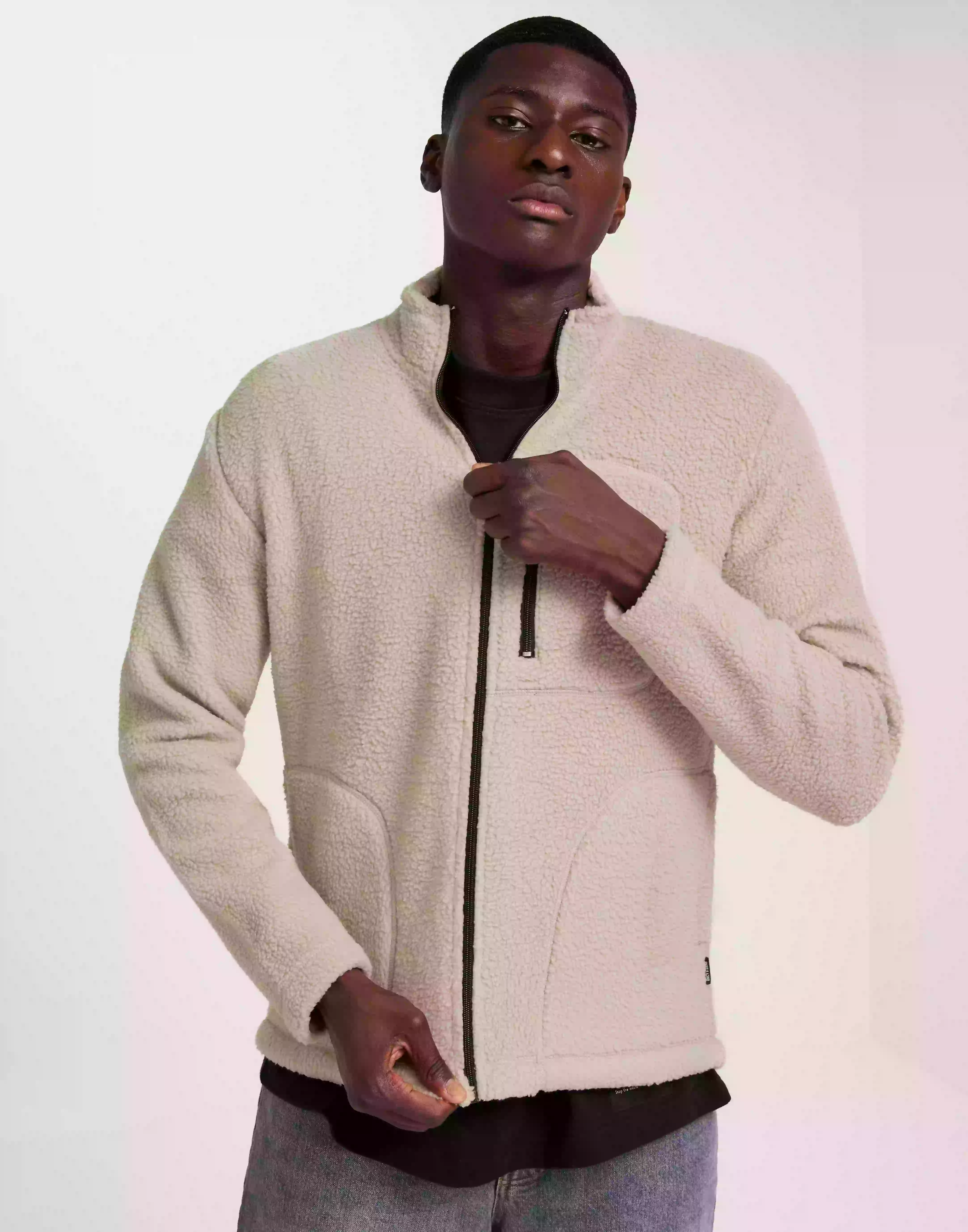 Only & Sons Onseric Reg Fleece Full Zip High Ne Fleecetröjor Silver Lining