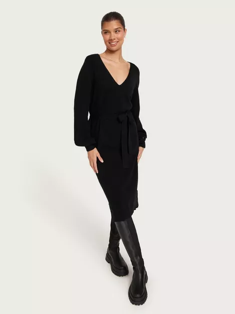 Buy Vila VIRIL REV V-NECK DRESS - KNIT Black - NOOS