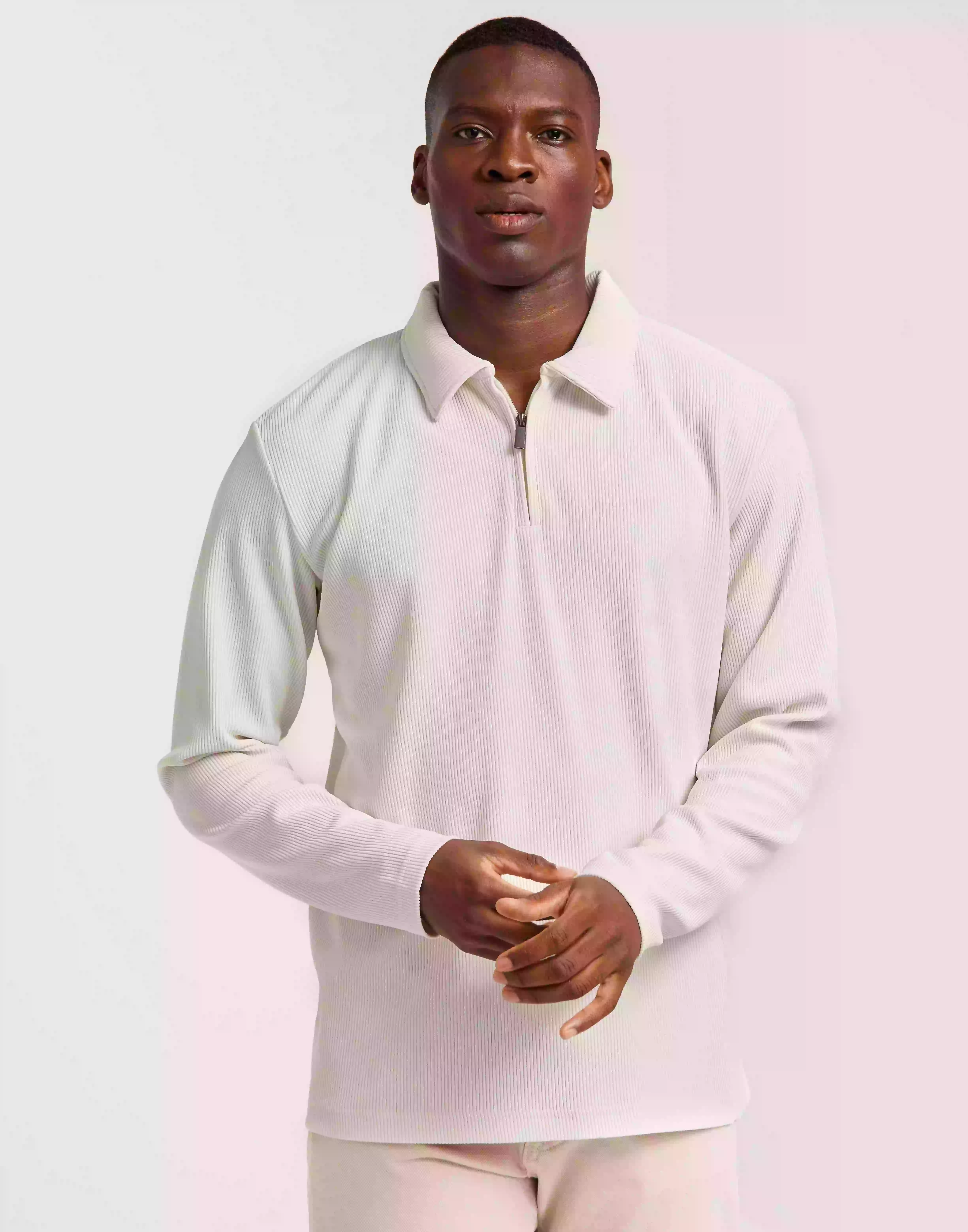Selected Homme Slhrelax-Plisse Half Zip Ls Polo Ex Half zip Egret