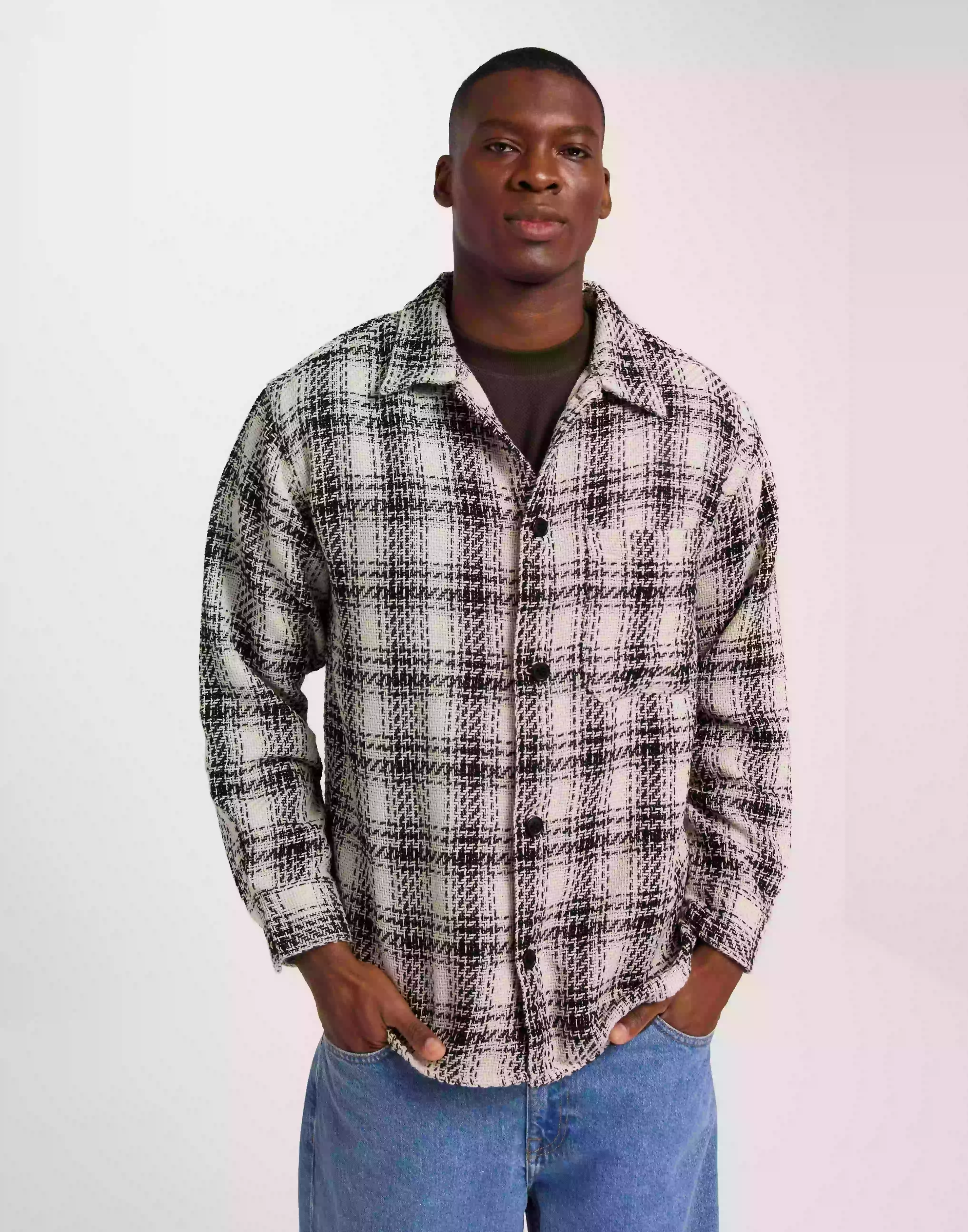 Jack & Jones Jorzac Villeray Check Overshirt Ls Overshirts Black