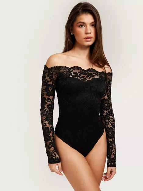 Buy Nelly OffShoulder Lace Bodysuit - Black