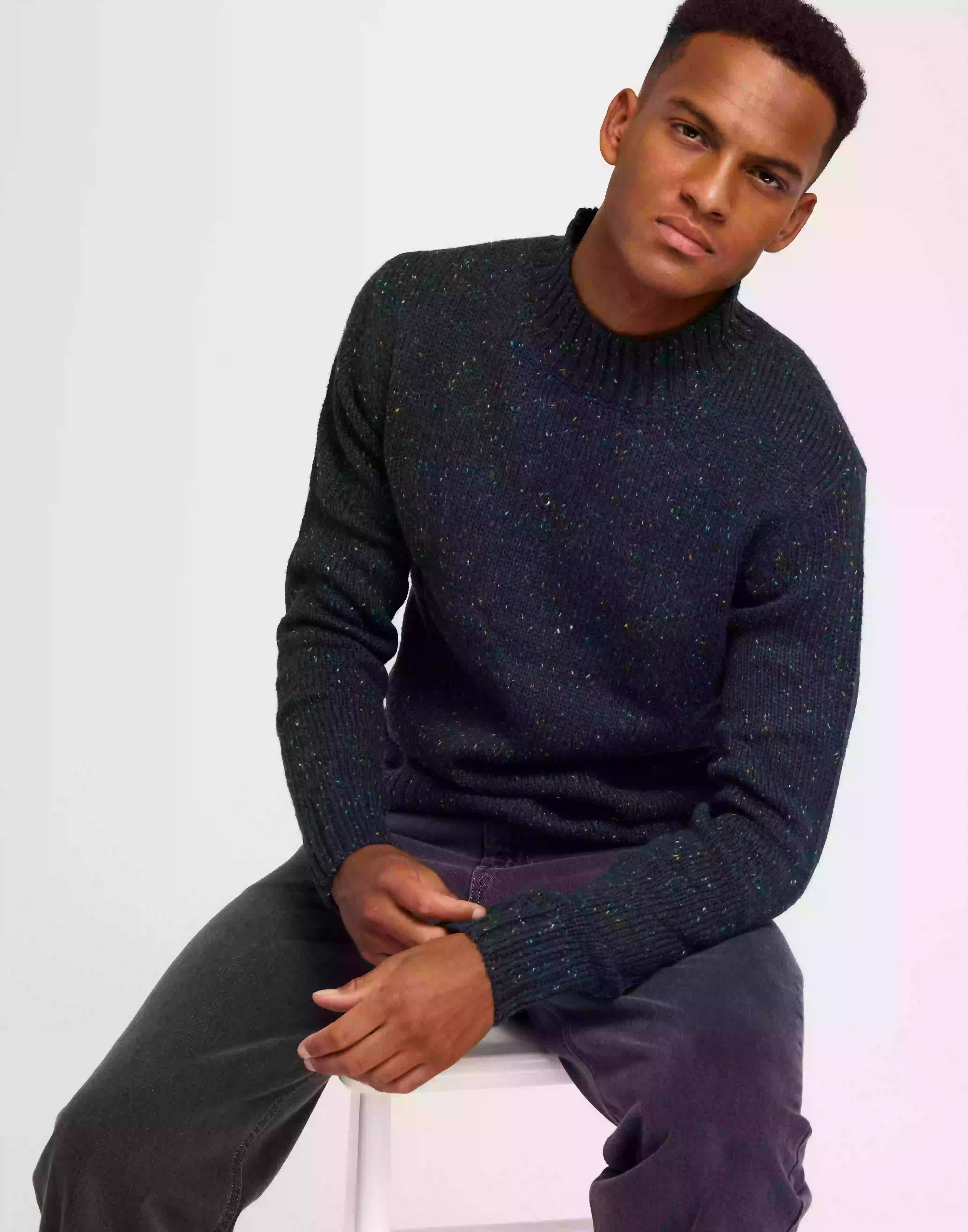 Jack & Jones Jjnolan Knit Mock Neck Stickade tröjor Navy Blazer Multi Neps