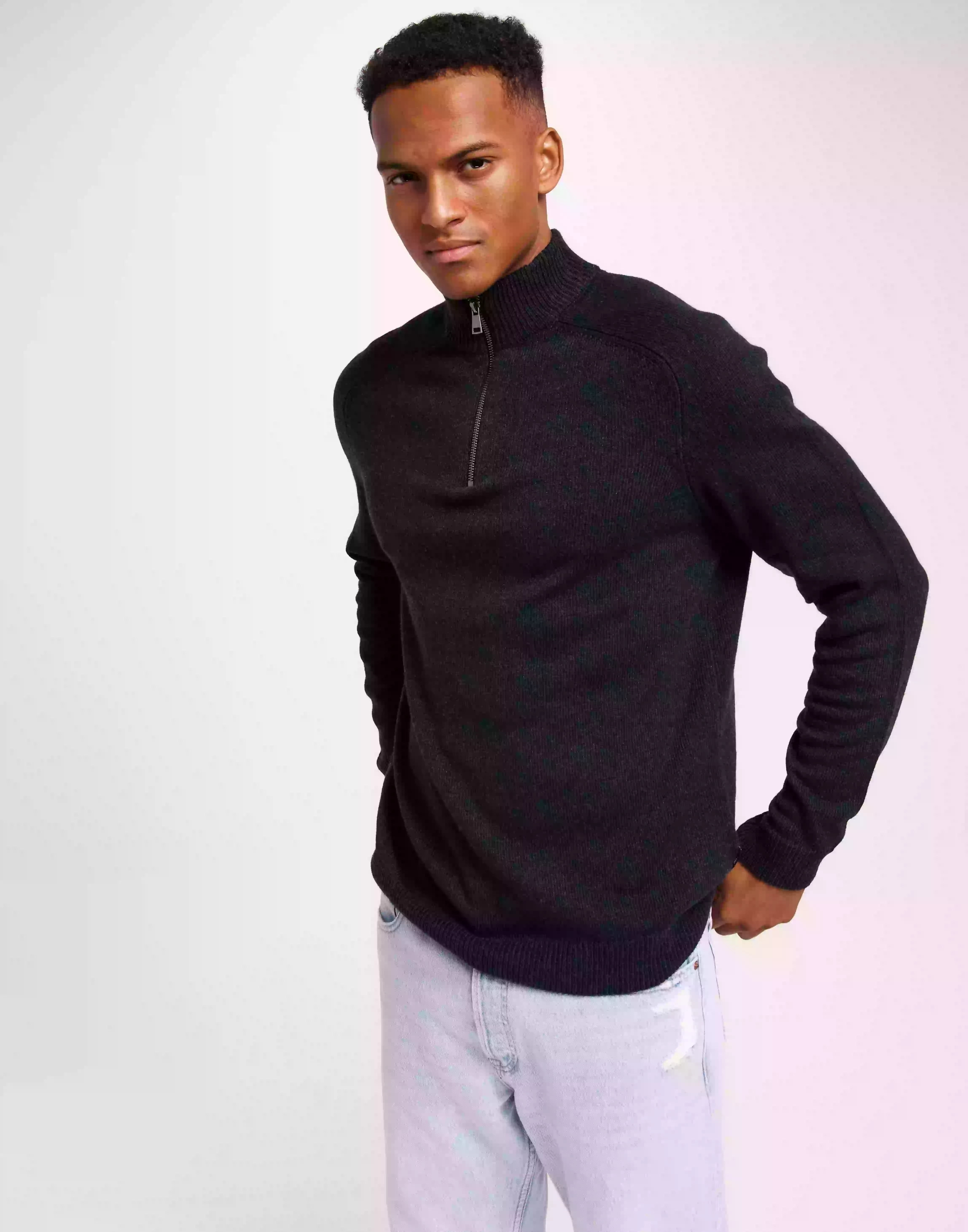 Only & Sons Onsedward Reg 7 Wool Half Zip Knit Strikkegensere Dark Navy