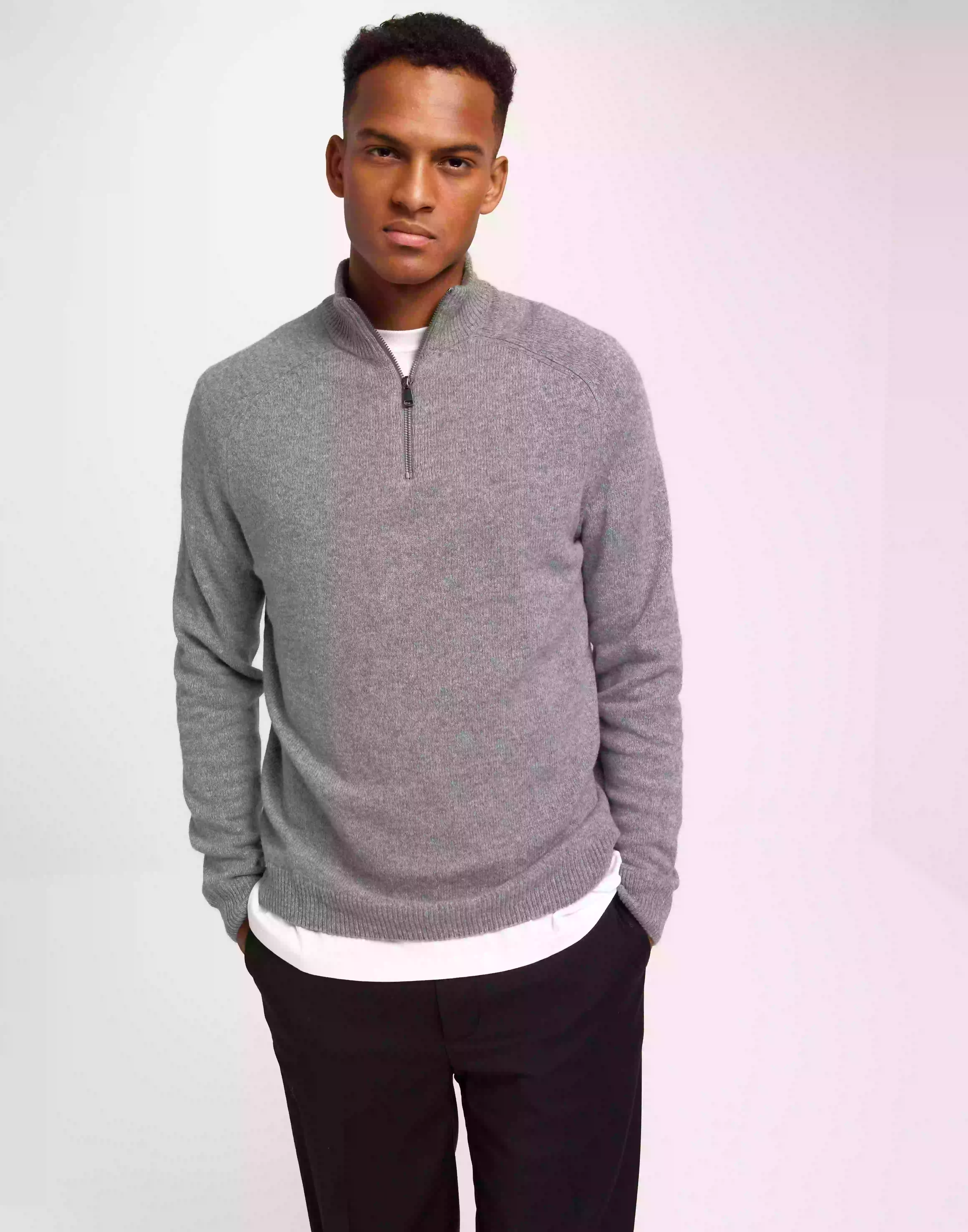 Only & Sons Onsedward Reg 7 Wool Half Zip Knit Strikkegensere Dark Grey Melange