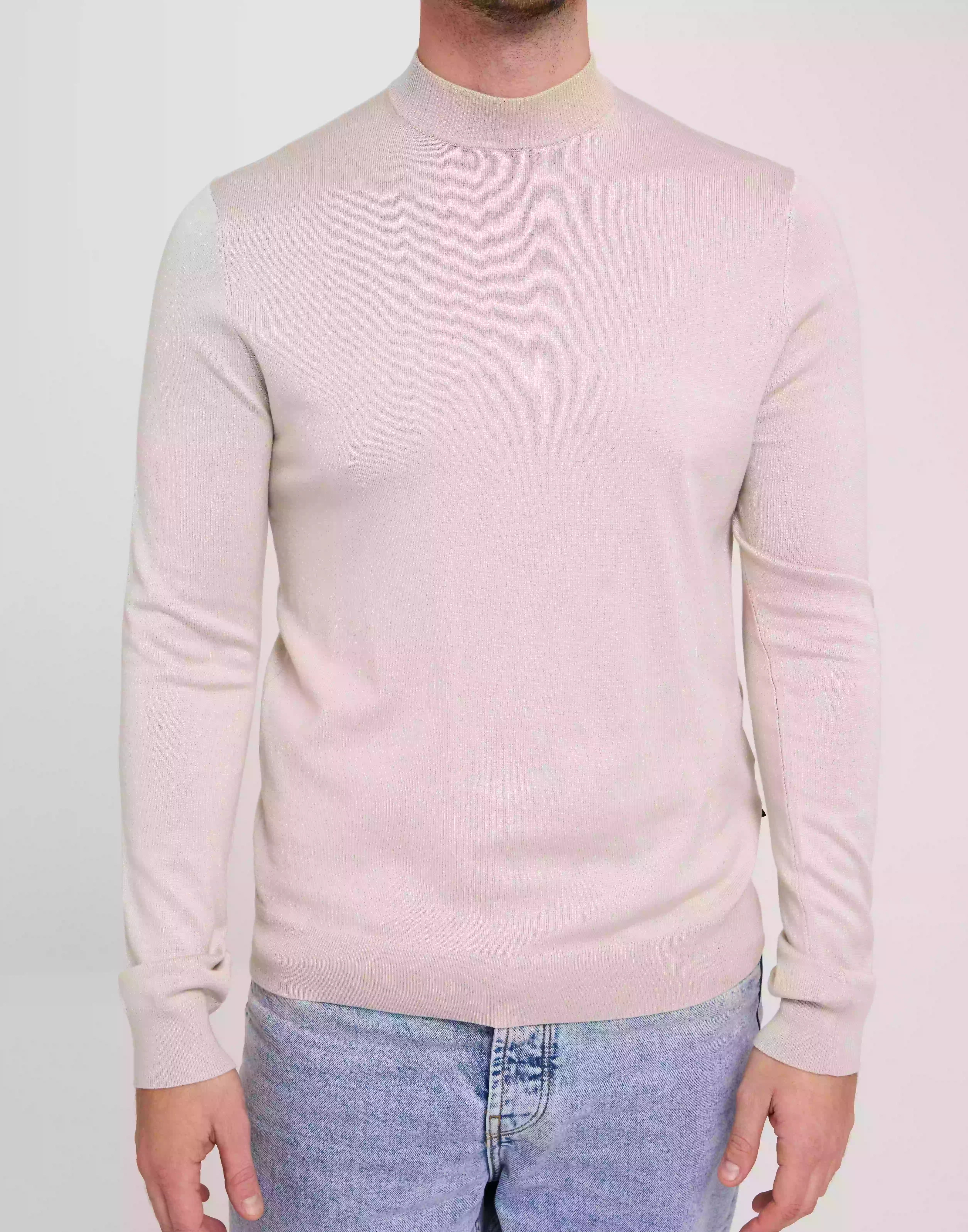 Only & Sons Onswyler Life Reg 14 Ls Mock Knit Strikkegensere Silver Lining