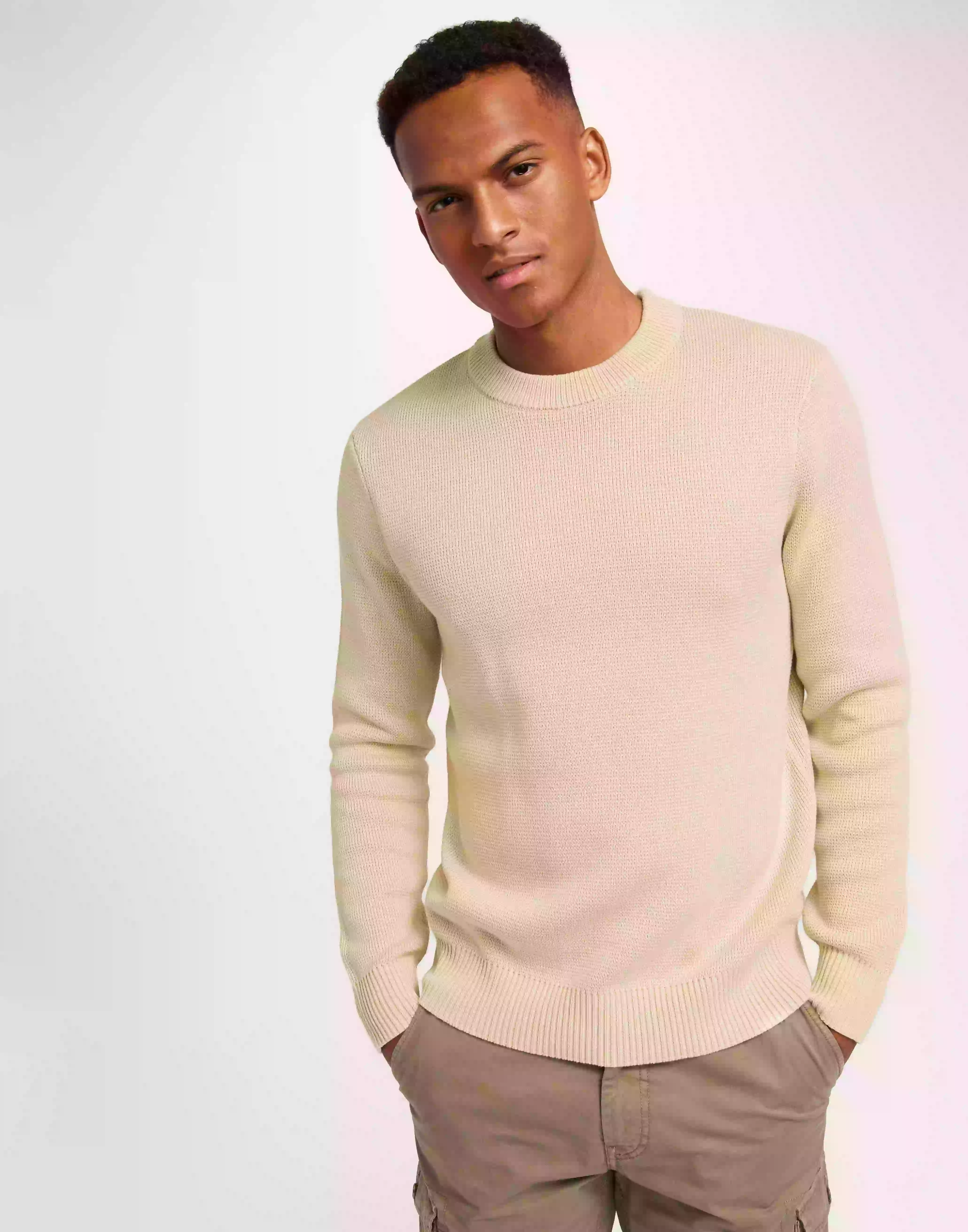 Selected Homme Slhtodd Ls Knit Crew Neck W Strikkegensere Fog