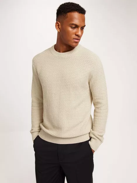 Buy Beige Cable Knit Polo T-shirt for Men at Selected Homme