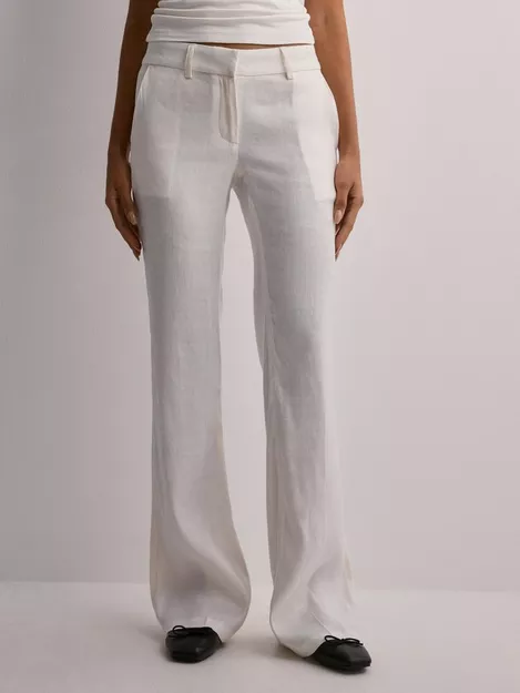 Buy Nelly Low Waist Linen Flare Pants - White
