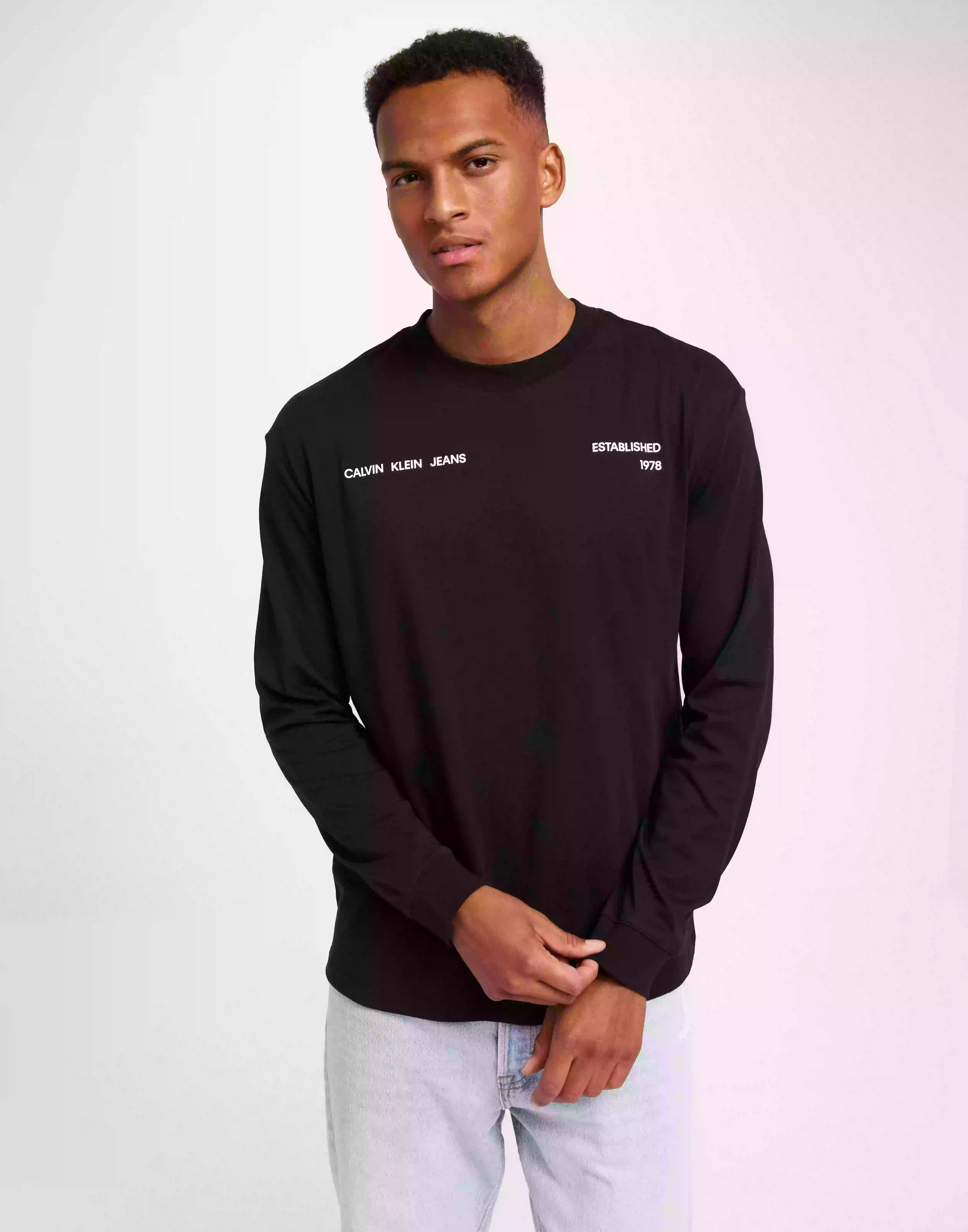 Calvin Klein Jeans Spray Box Ls Tee Långärmade t-shirts Ck Black