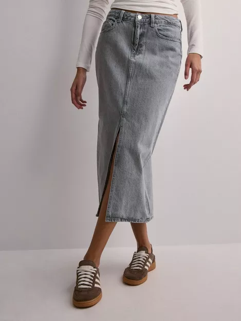 Buy Nelly Long Denim Skirt - Grey