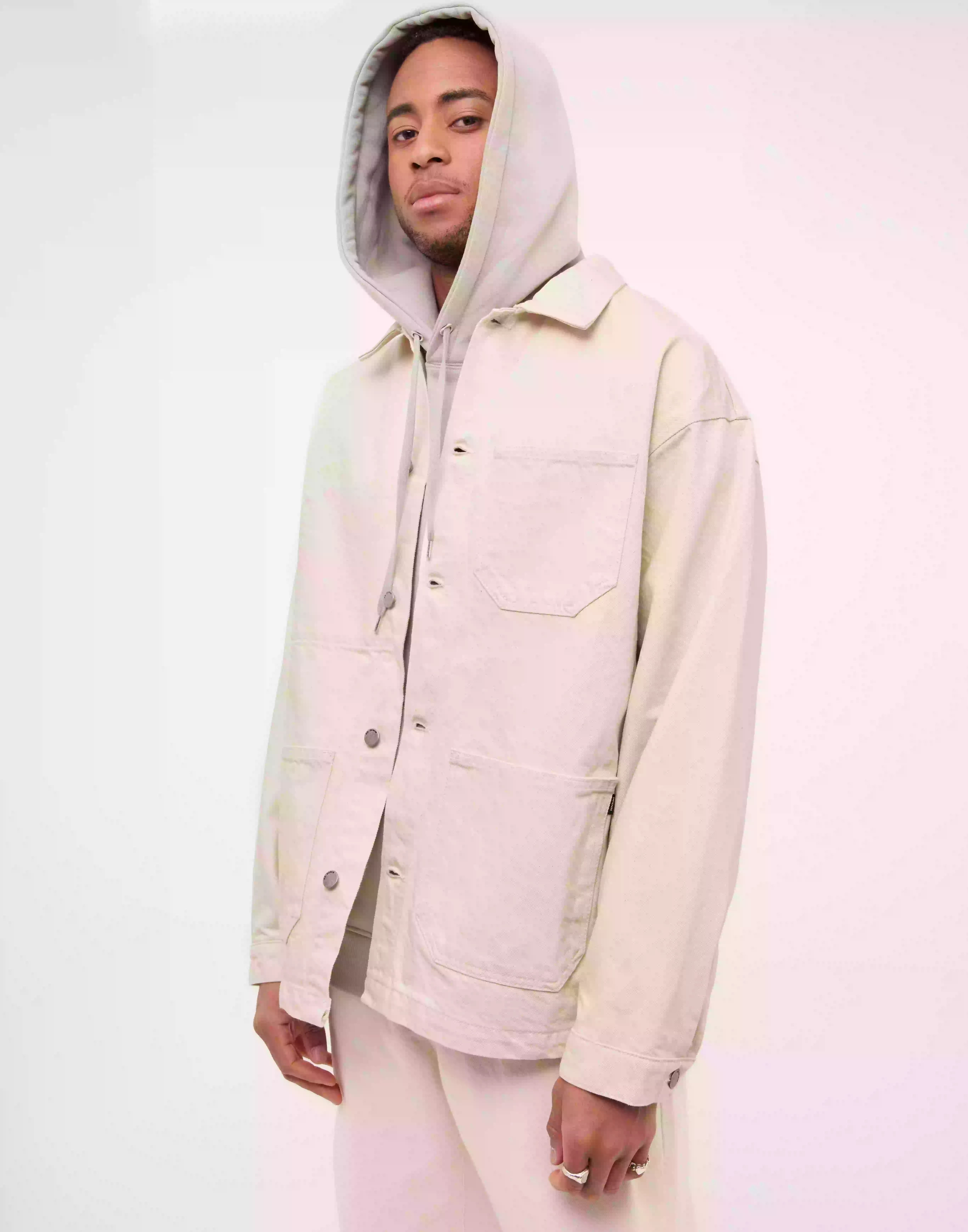 Dr Denim Niko Worker Jacket Overshirts Ecru