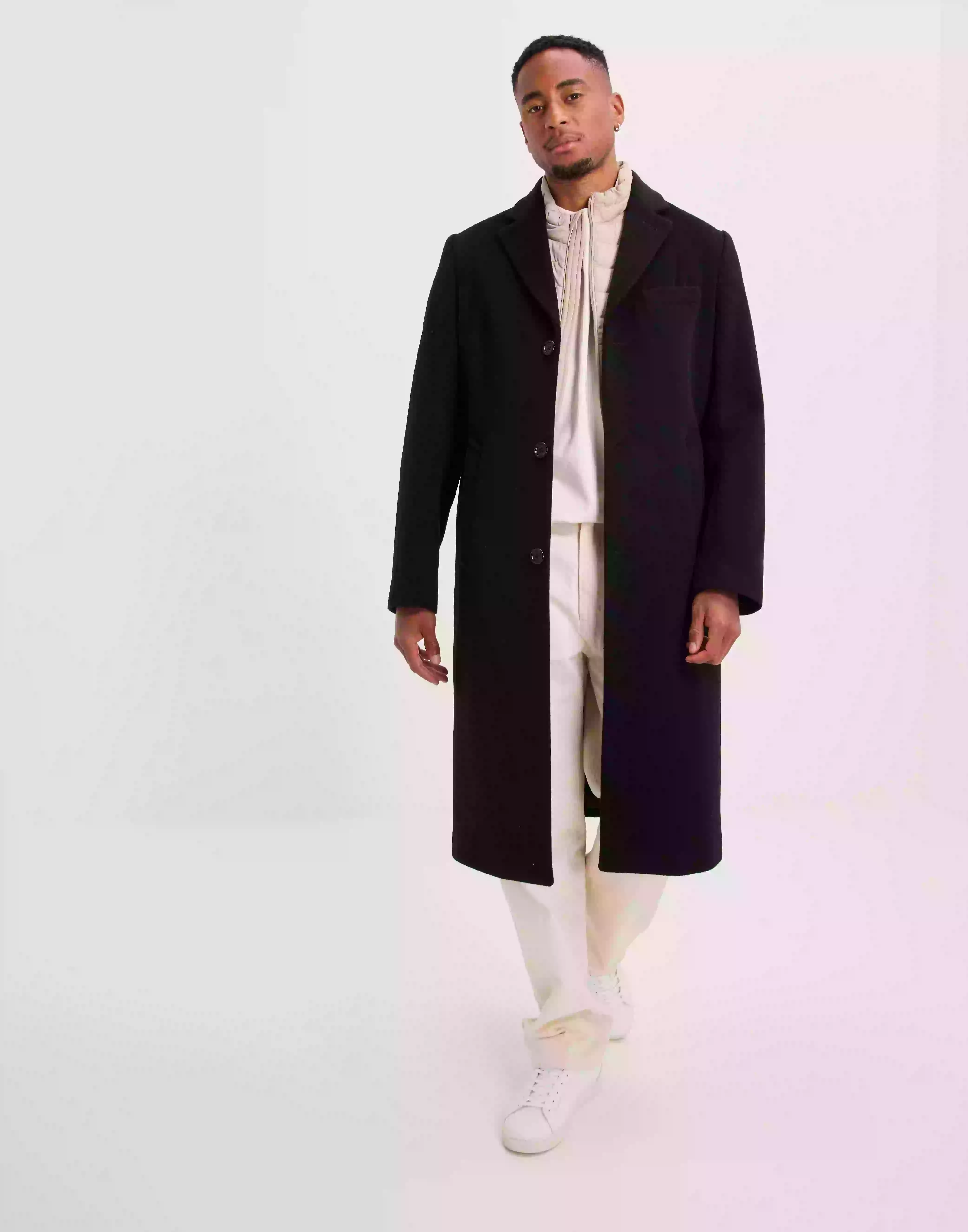J Lindeberg Burke Wool Cashmere Coat Rockar Black