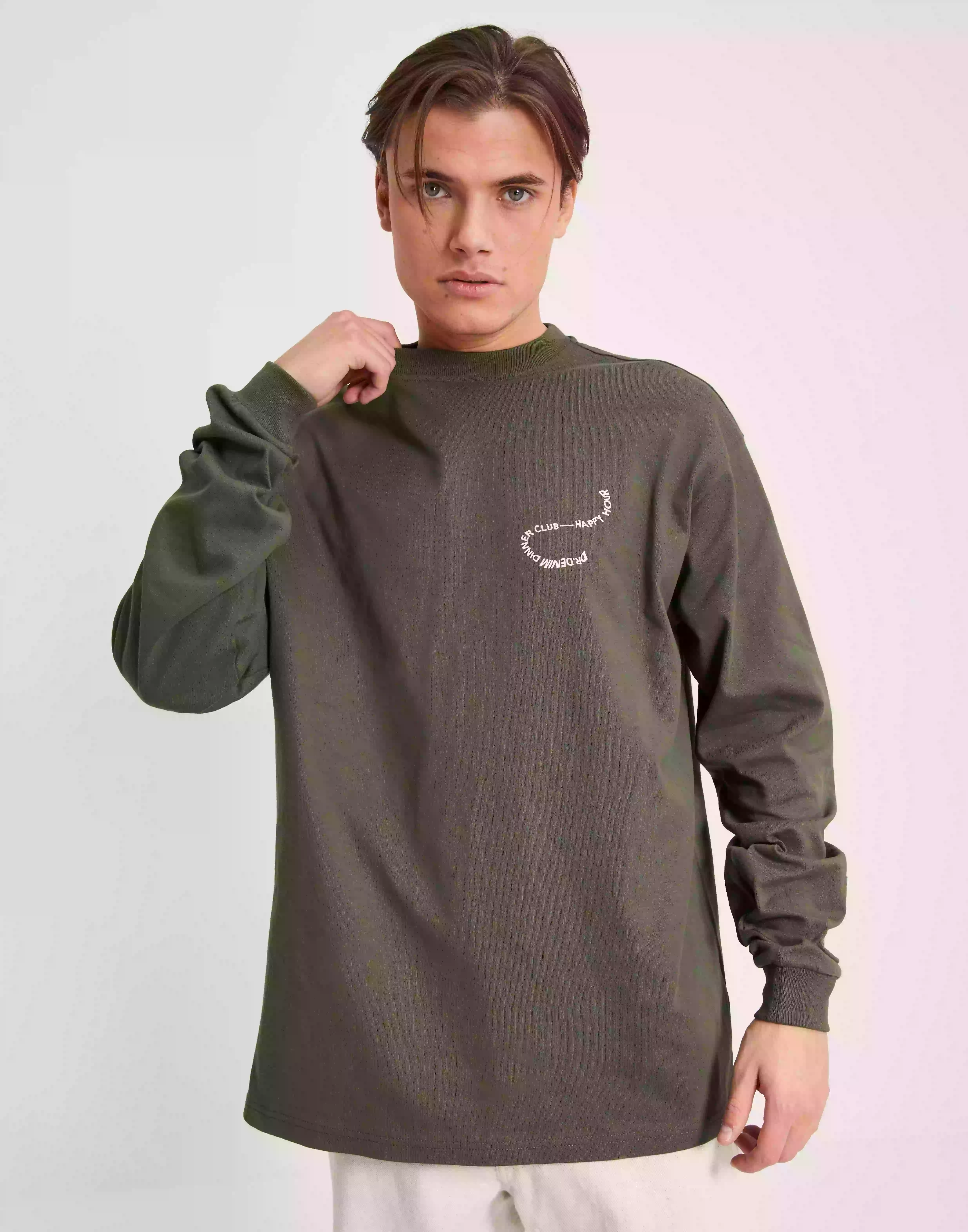 Dr Denim Reno Long Sleeve Långärmade t-shirts Dark Emerald Dinner Club