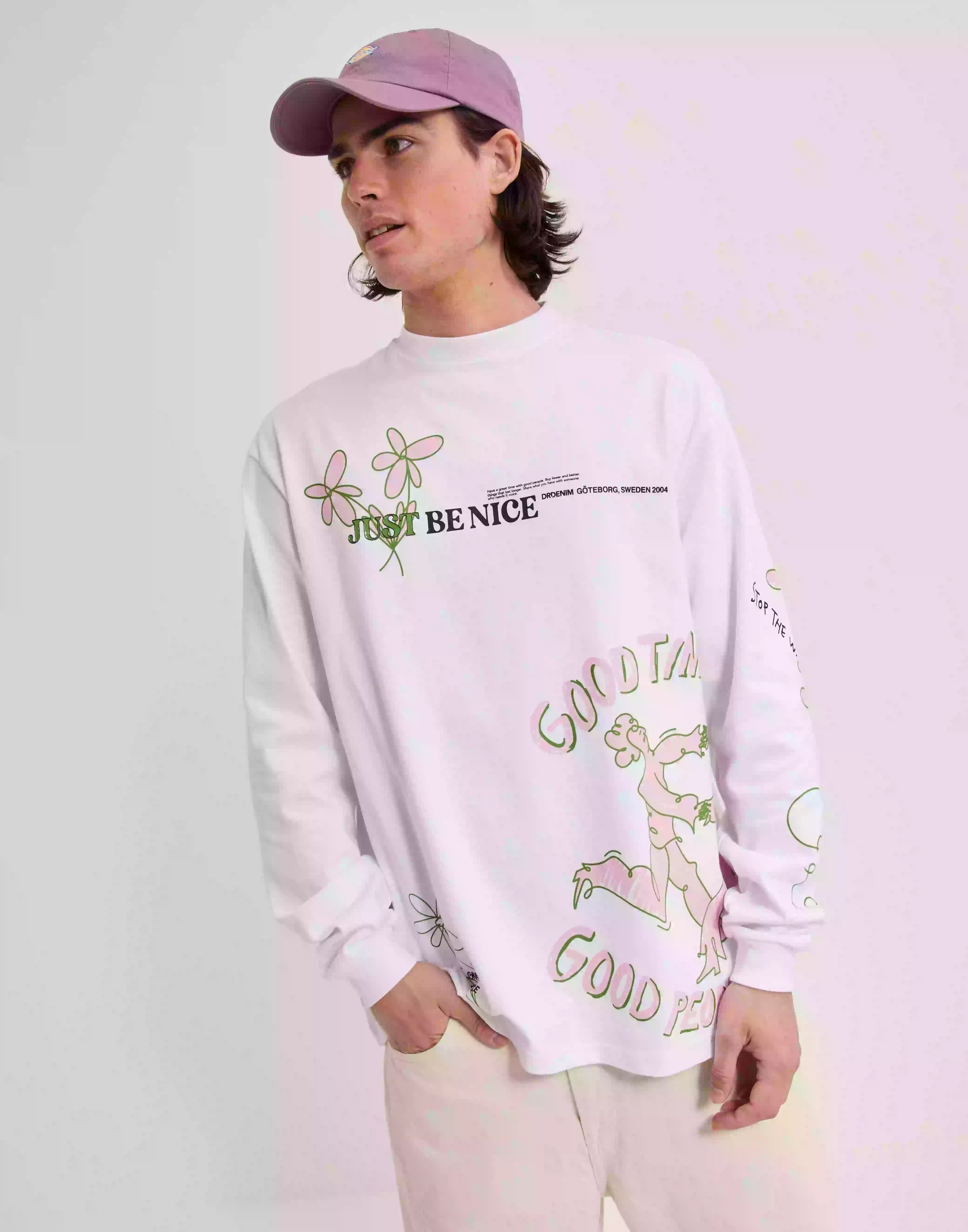 Dr Denim Reno Long Sleeve Långärmade t-shirts White White - White
