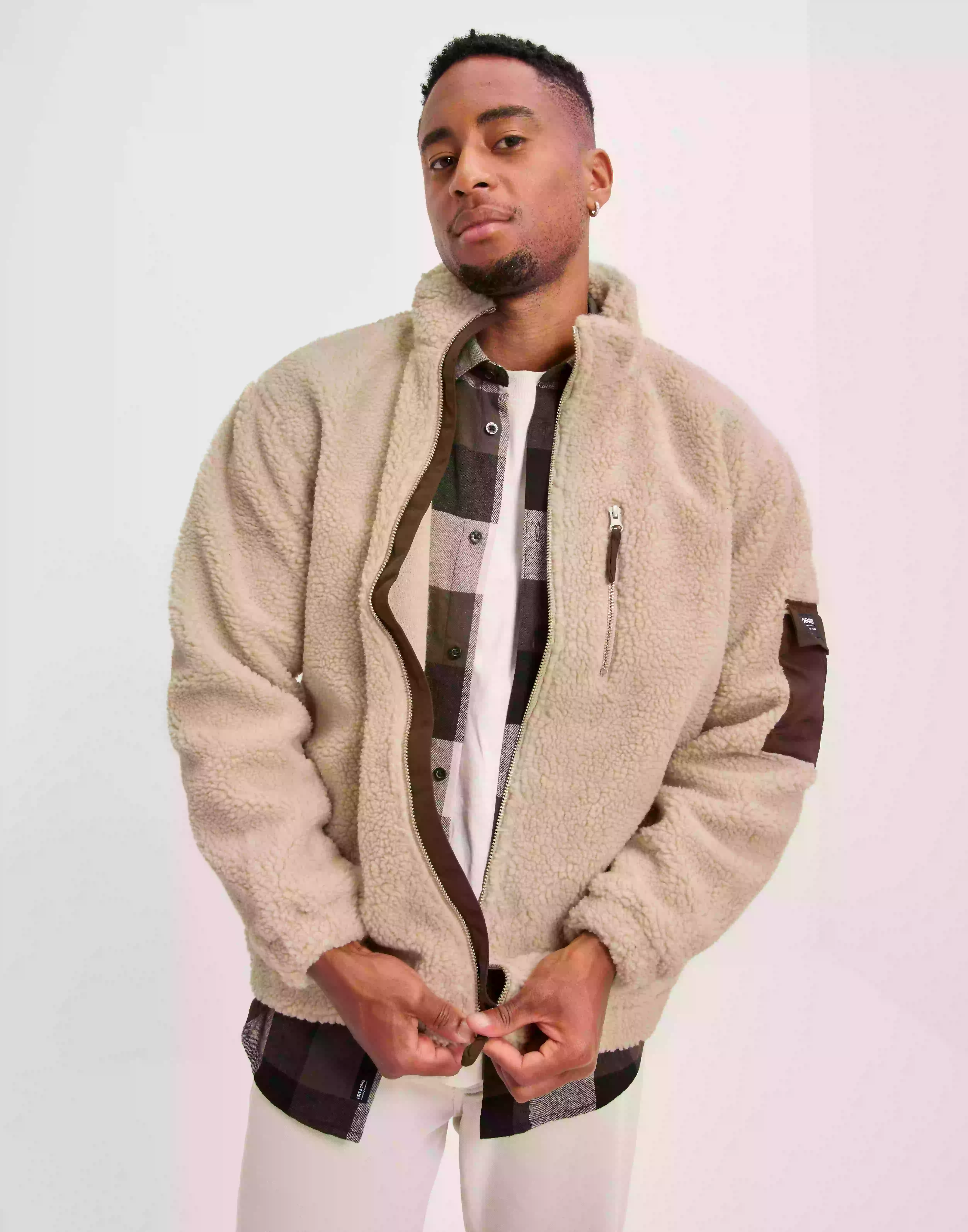 Dr Denim Ethan Pile Jacket Fleecejackor Khaki