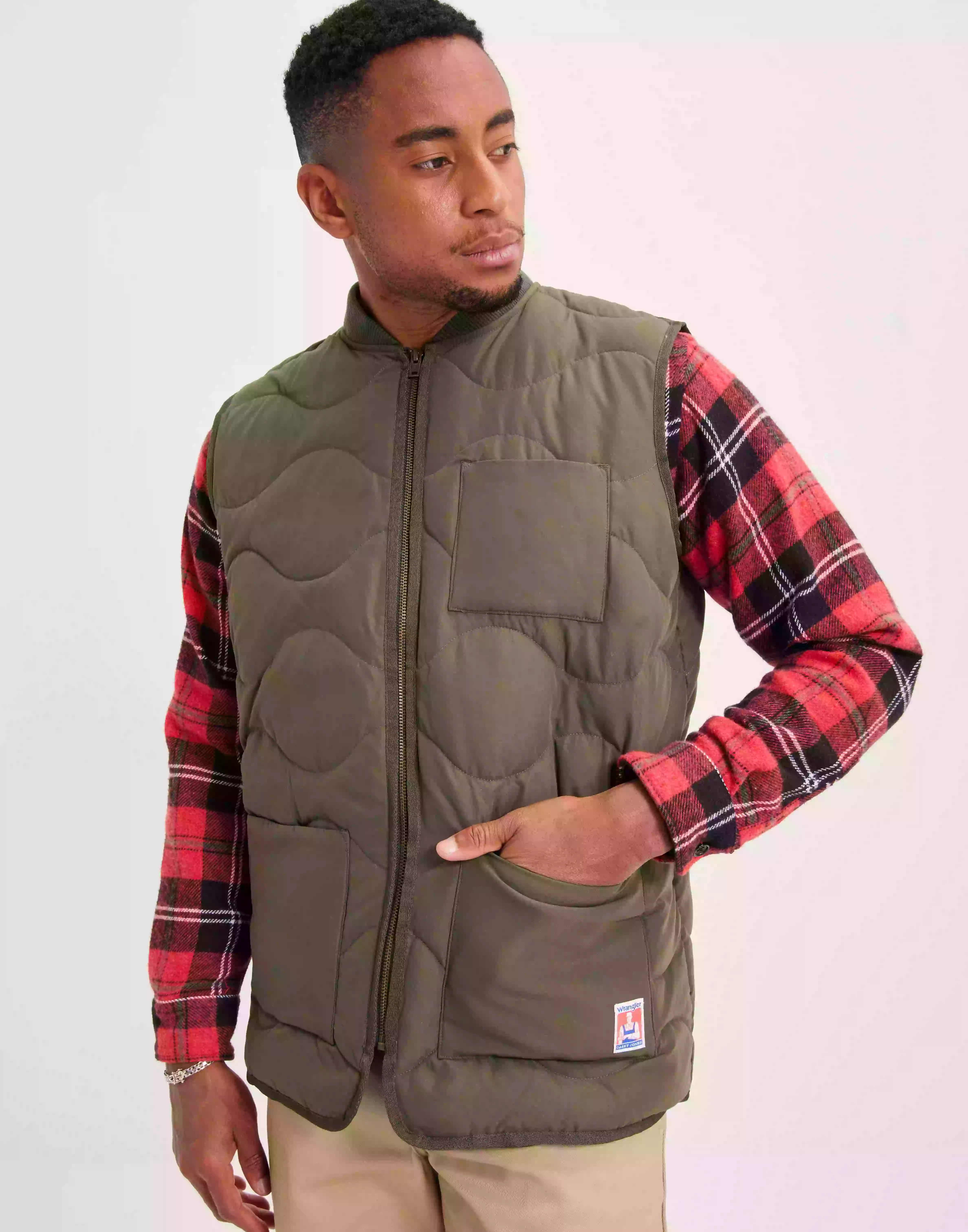 Wrangler Casey Jones Quilted Vest Västar Military Green