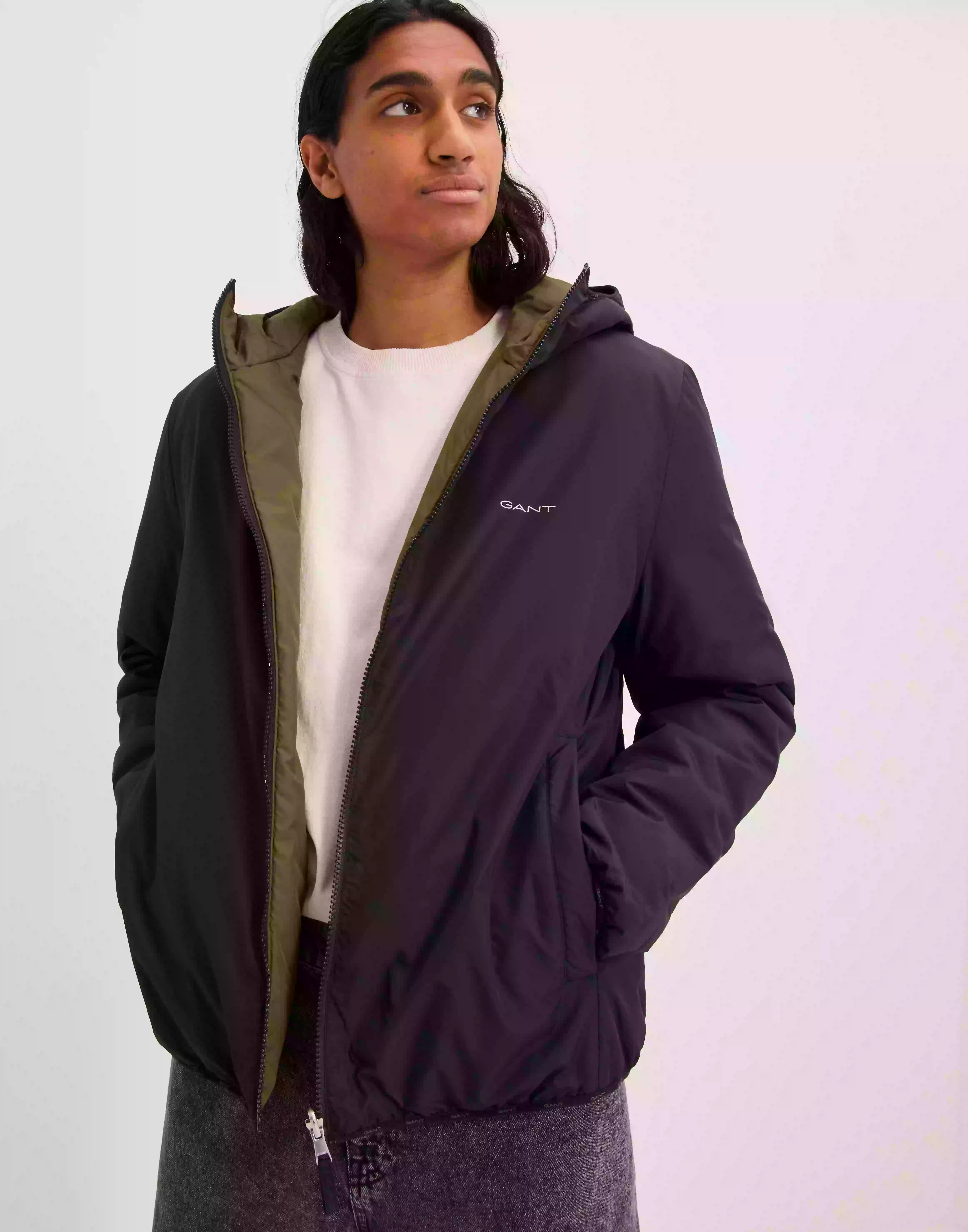 Gant D1. Reversible Hooded Jacket Vårjackor & Höstjackor Ebony Black