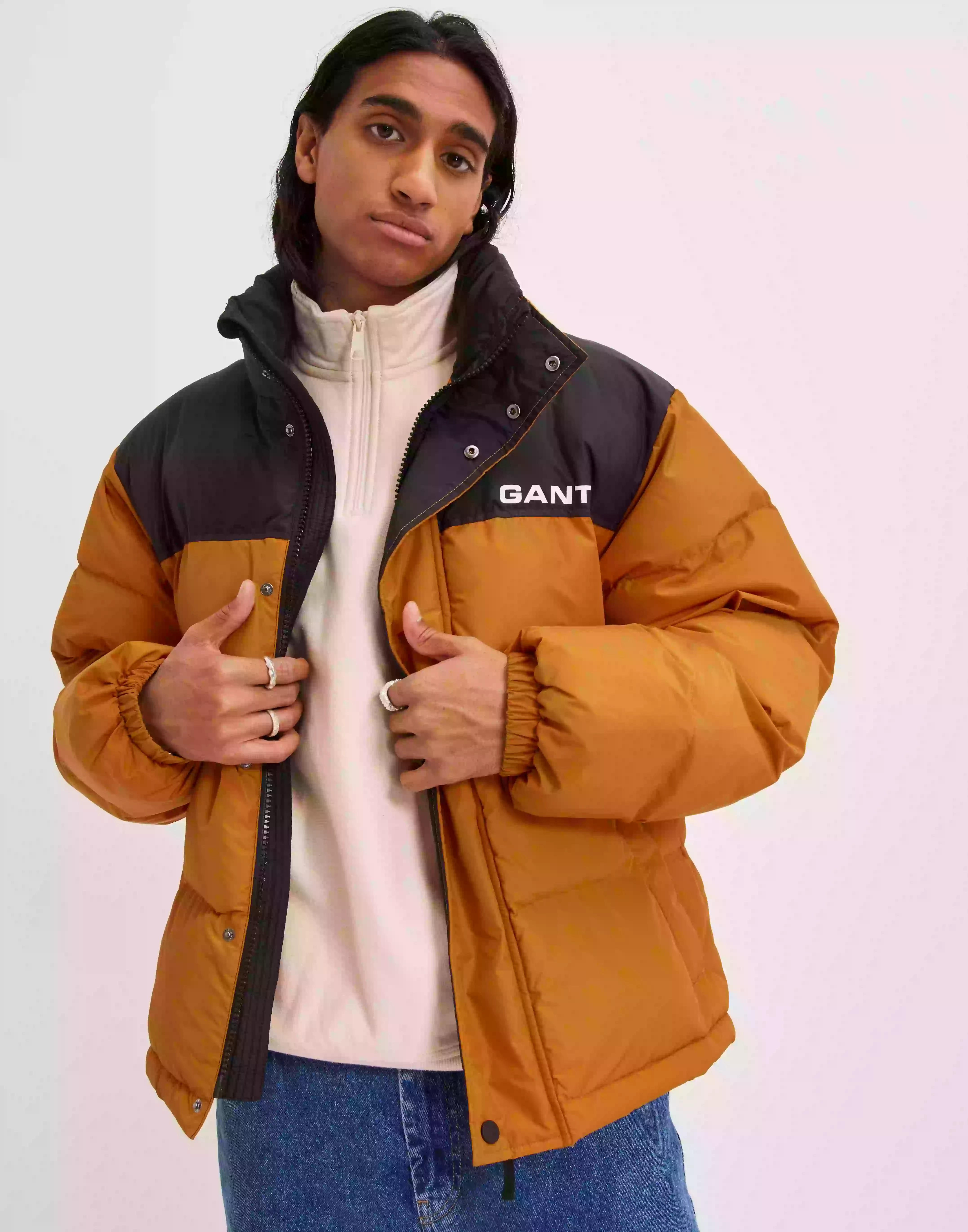 Gant D2. Blocked Padded Jacket Puffer jackets Dk Mustard Orange