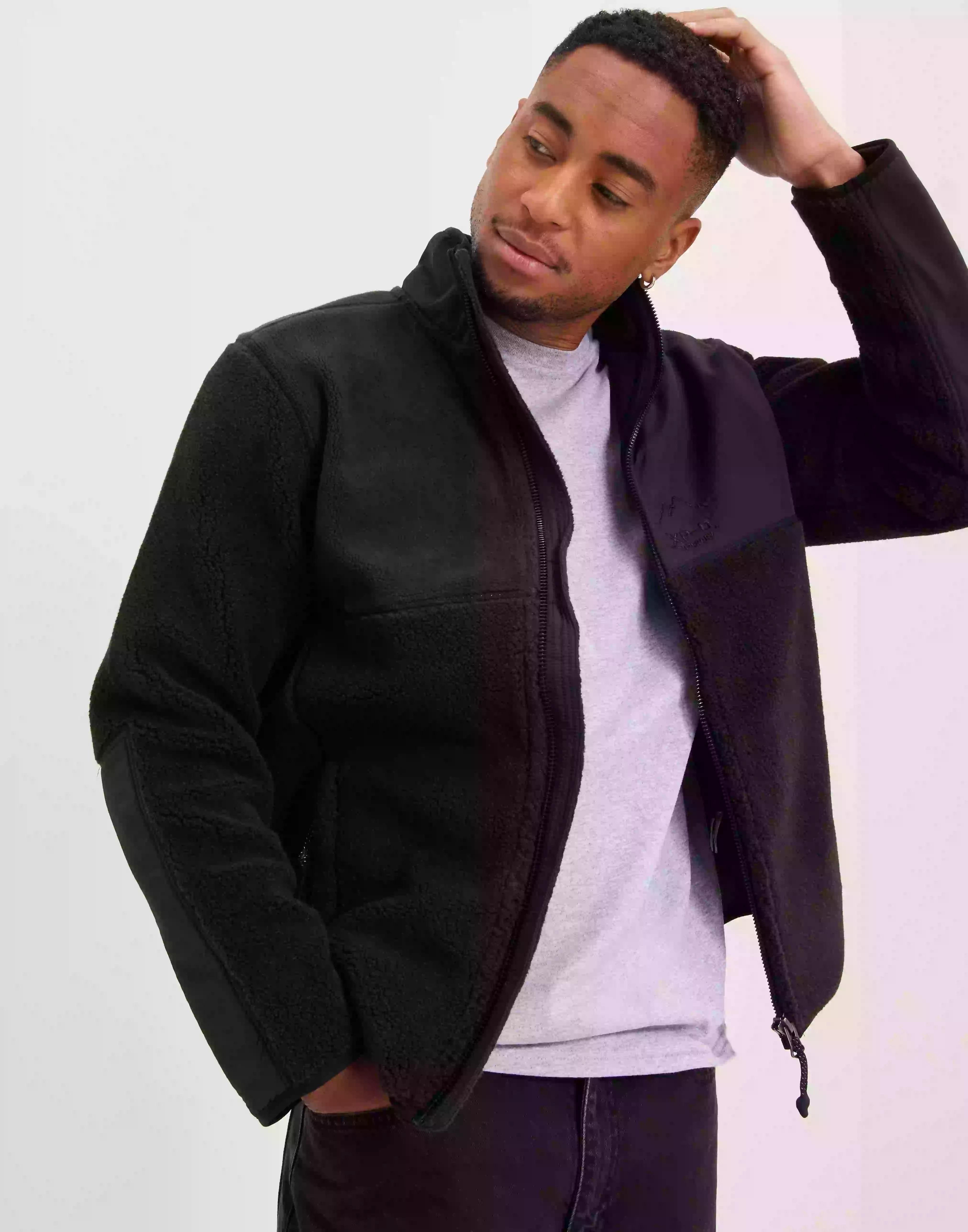 Superdry Code Xpd Borg Jacket Fleecejackor Black