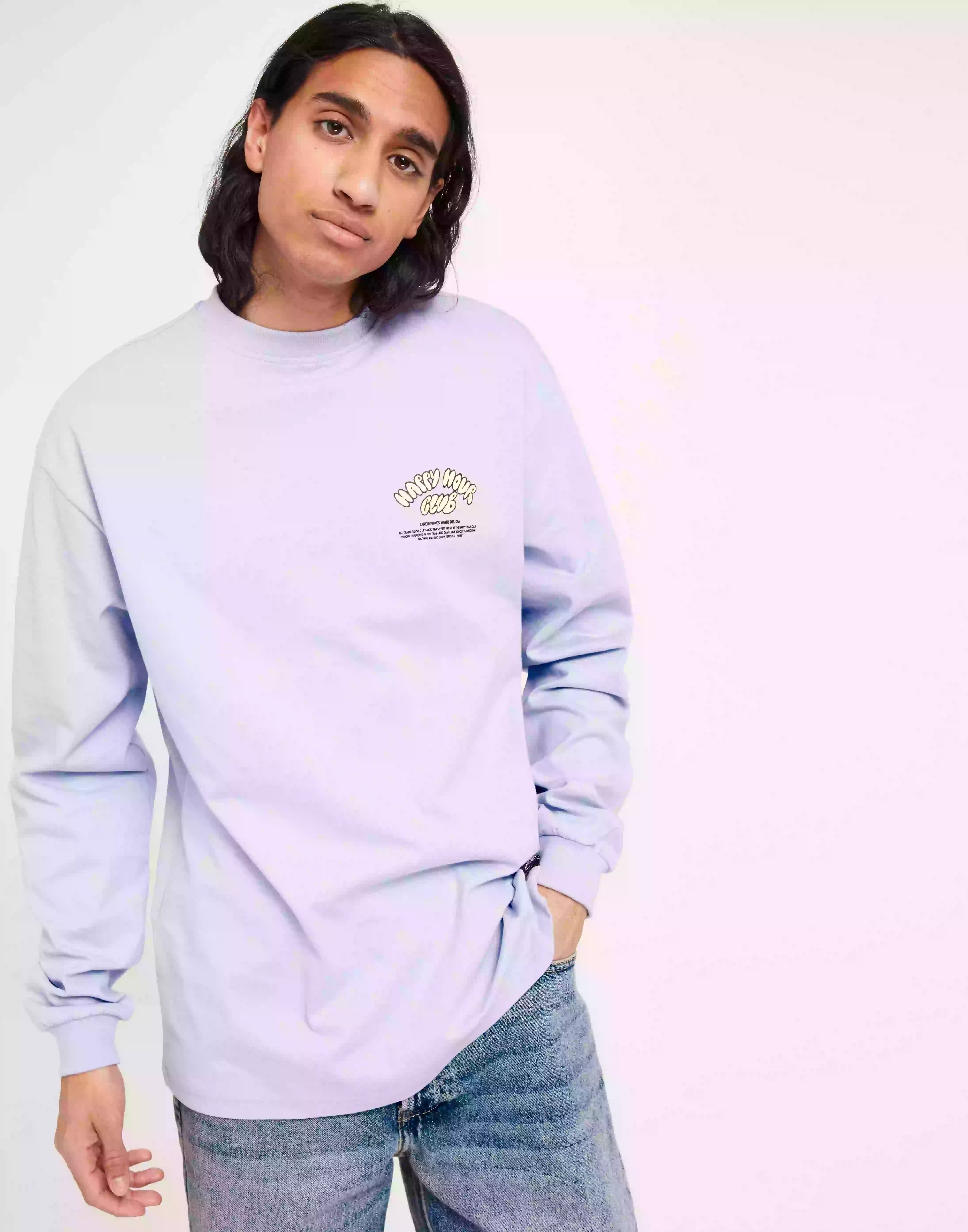 Dr Denim Reno Long Sleeve Långärmade t-shirts Aster Haze Happy Club