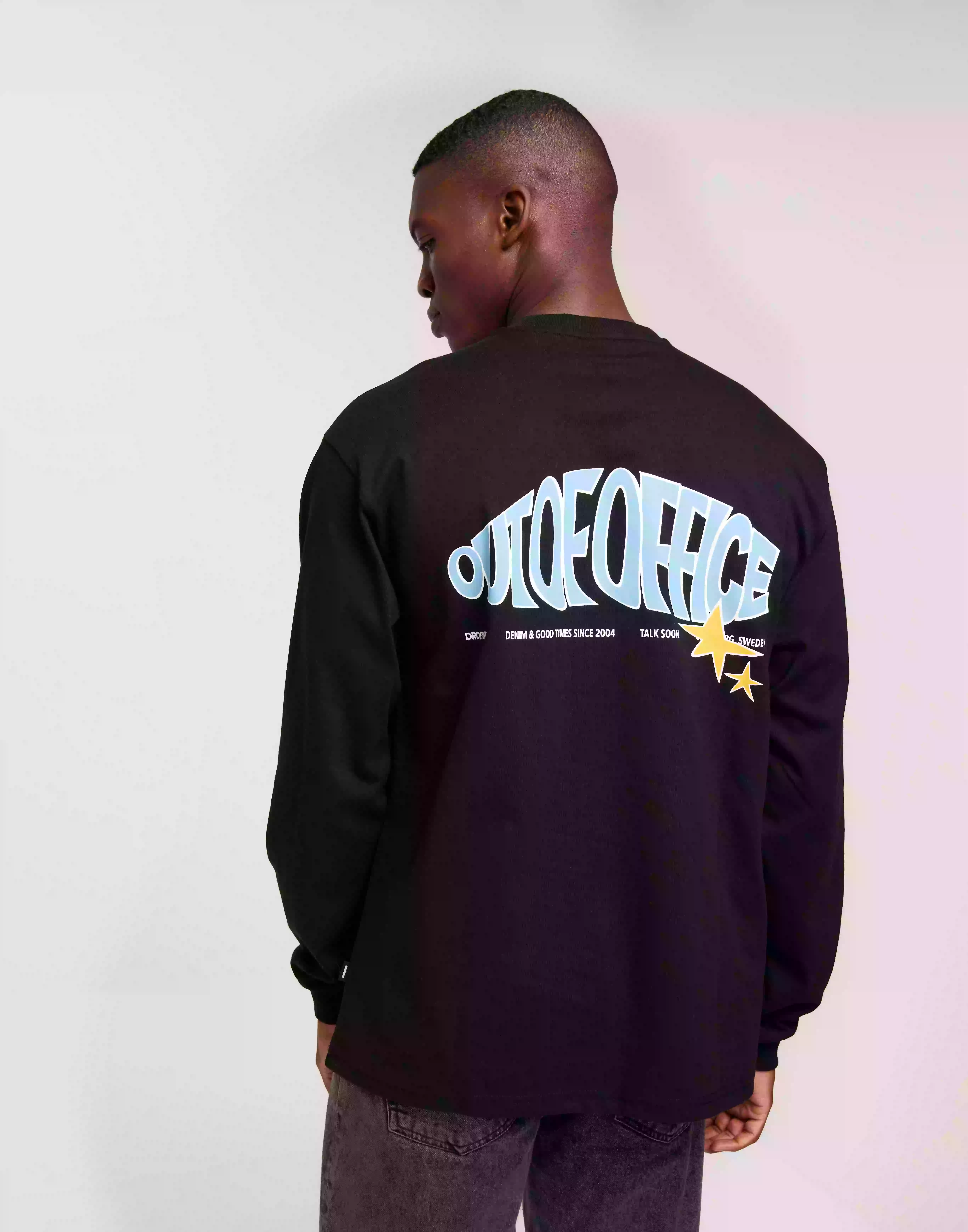 Dr Denim Reno Long Sleeve Långärmade t-shirts Black Out
