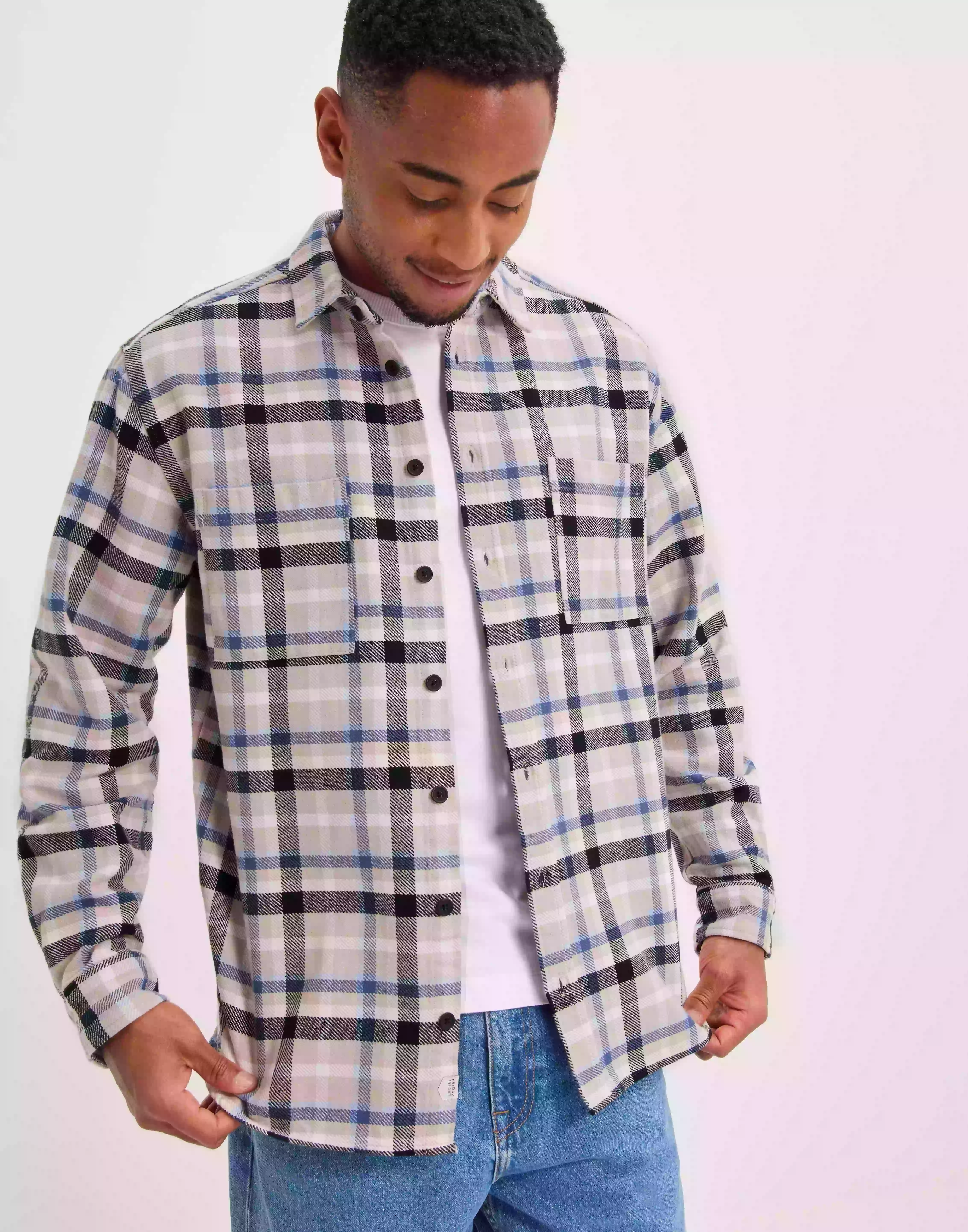 Casual Friday CFAugust checked overshirt Rutiga skjortor Bijou Blue