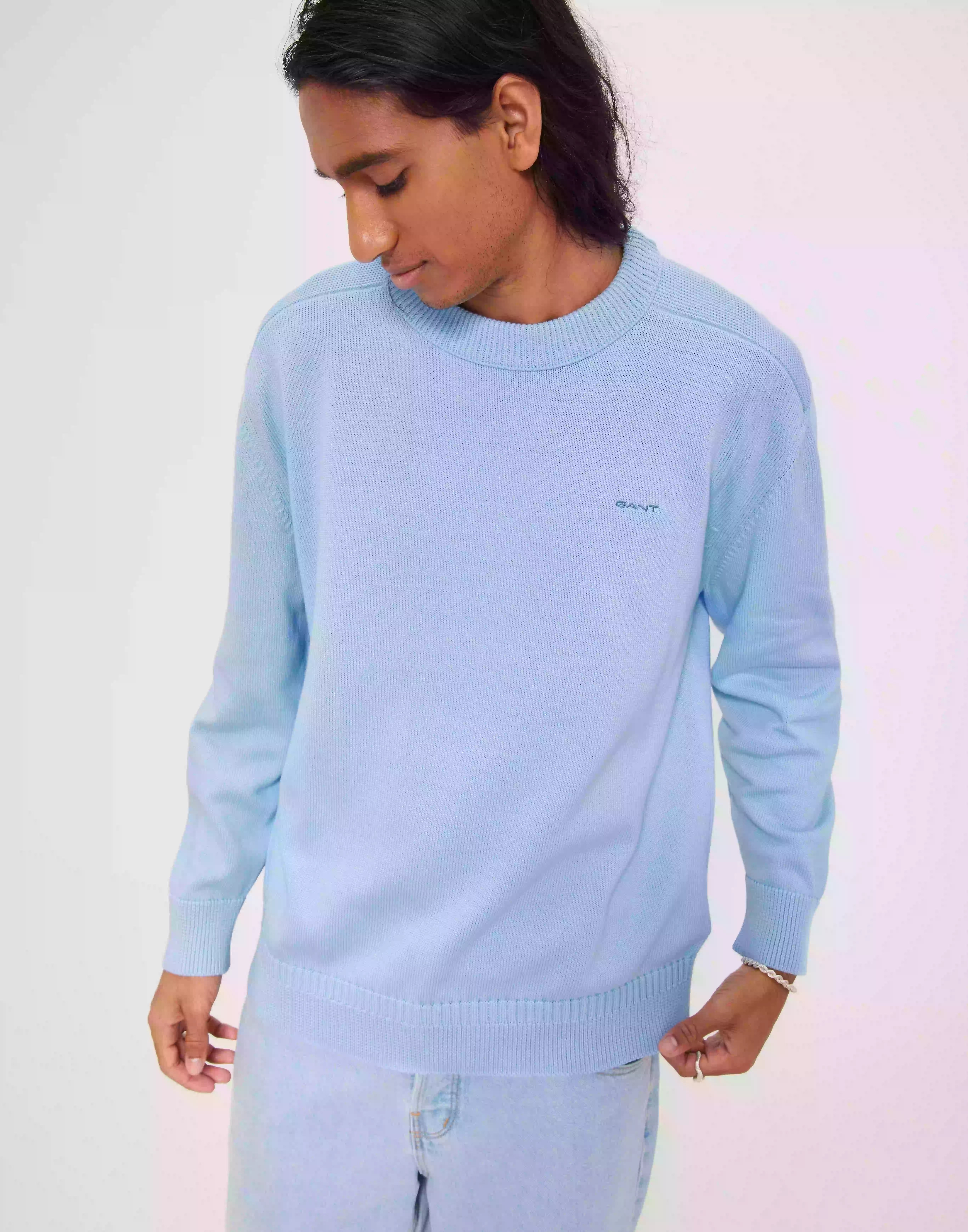 Gant D2. Sailor C-Neck Stickade tröjor Waterfall