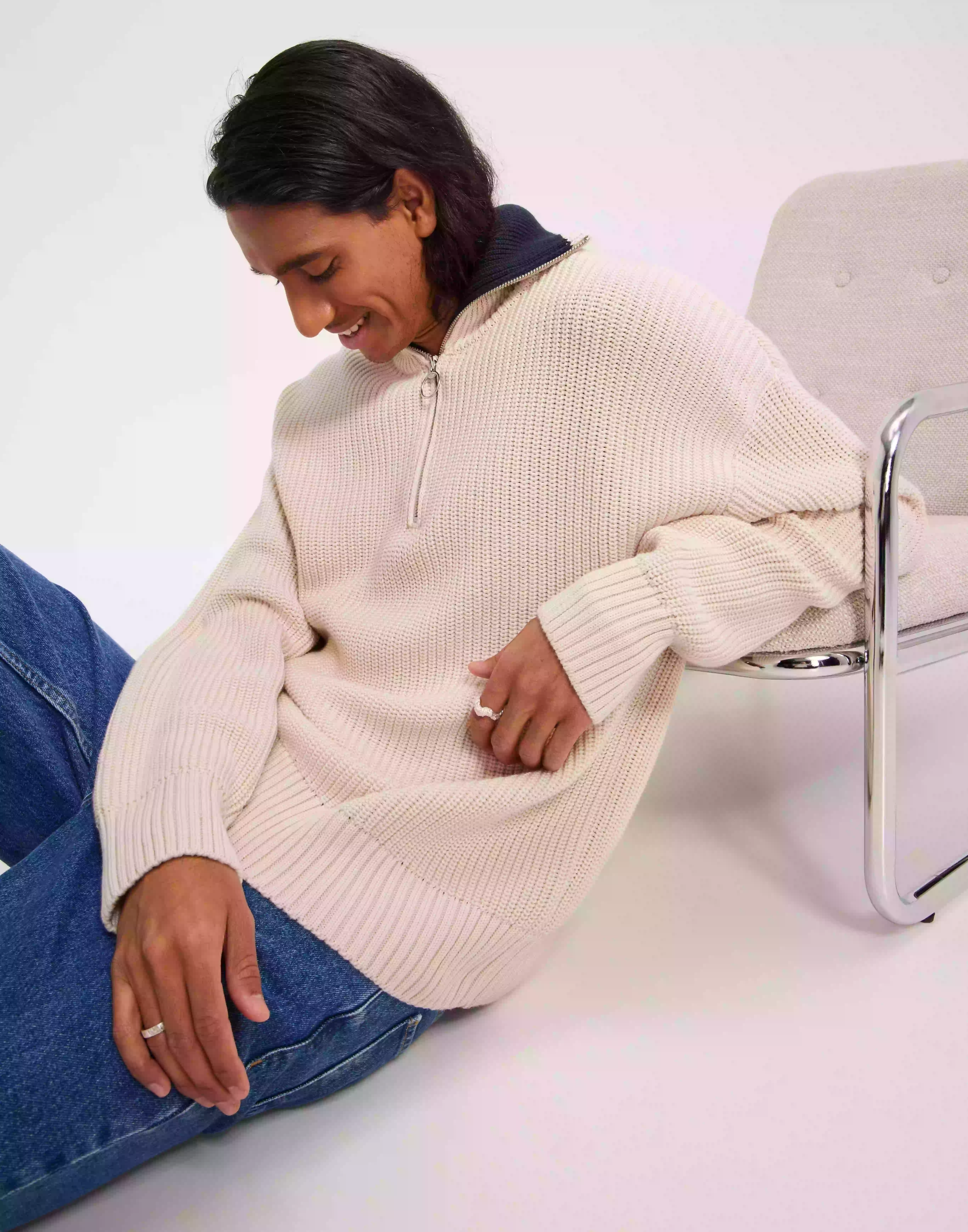 Gant Rib Halfzip Stickade tröjor Linen