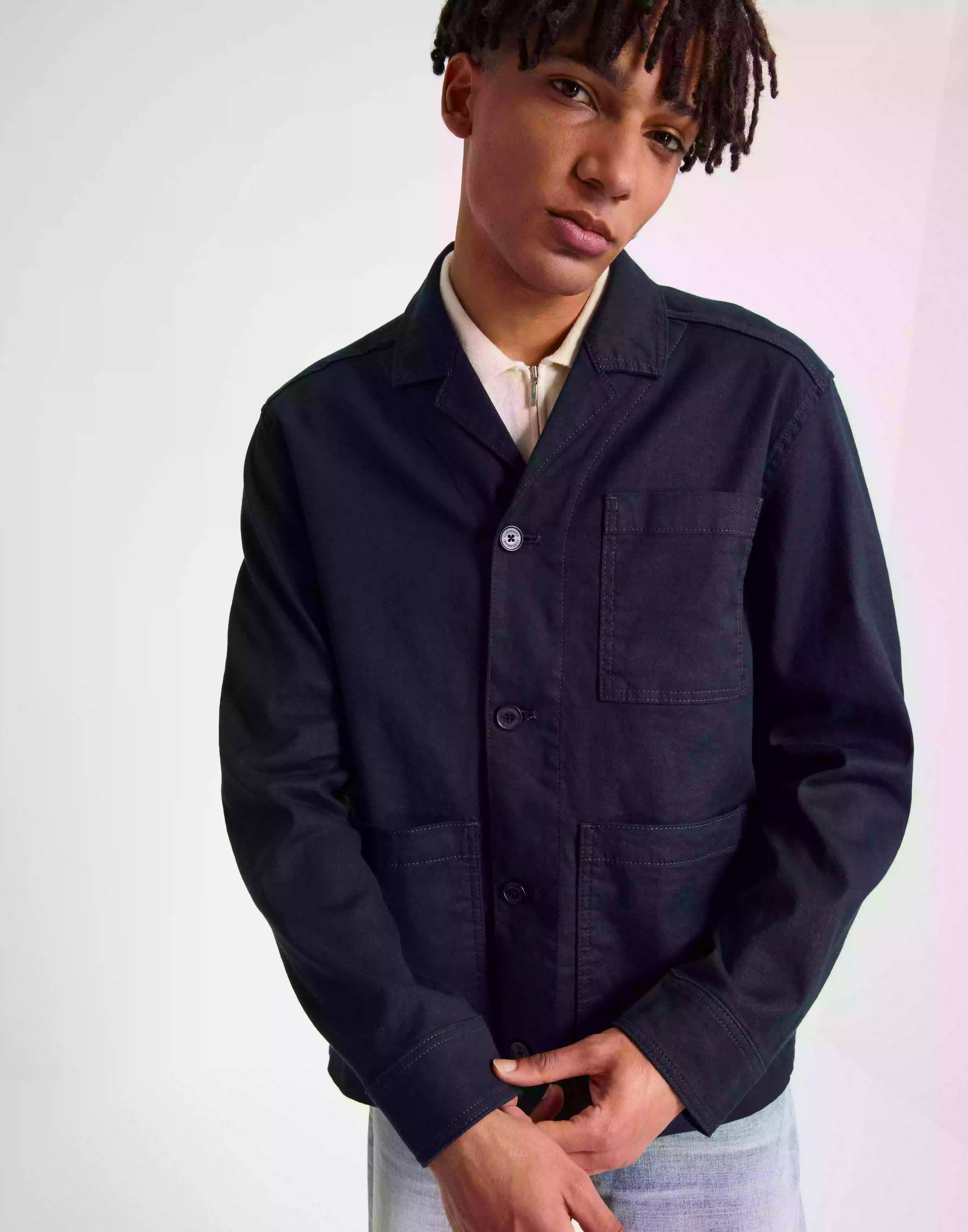 J Lindeberg Errol Linen workwear overshirt Overshirts Navy