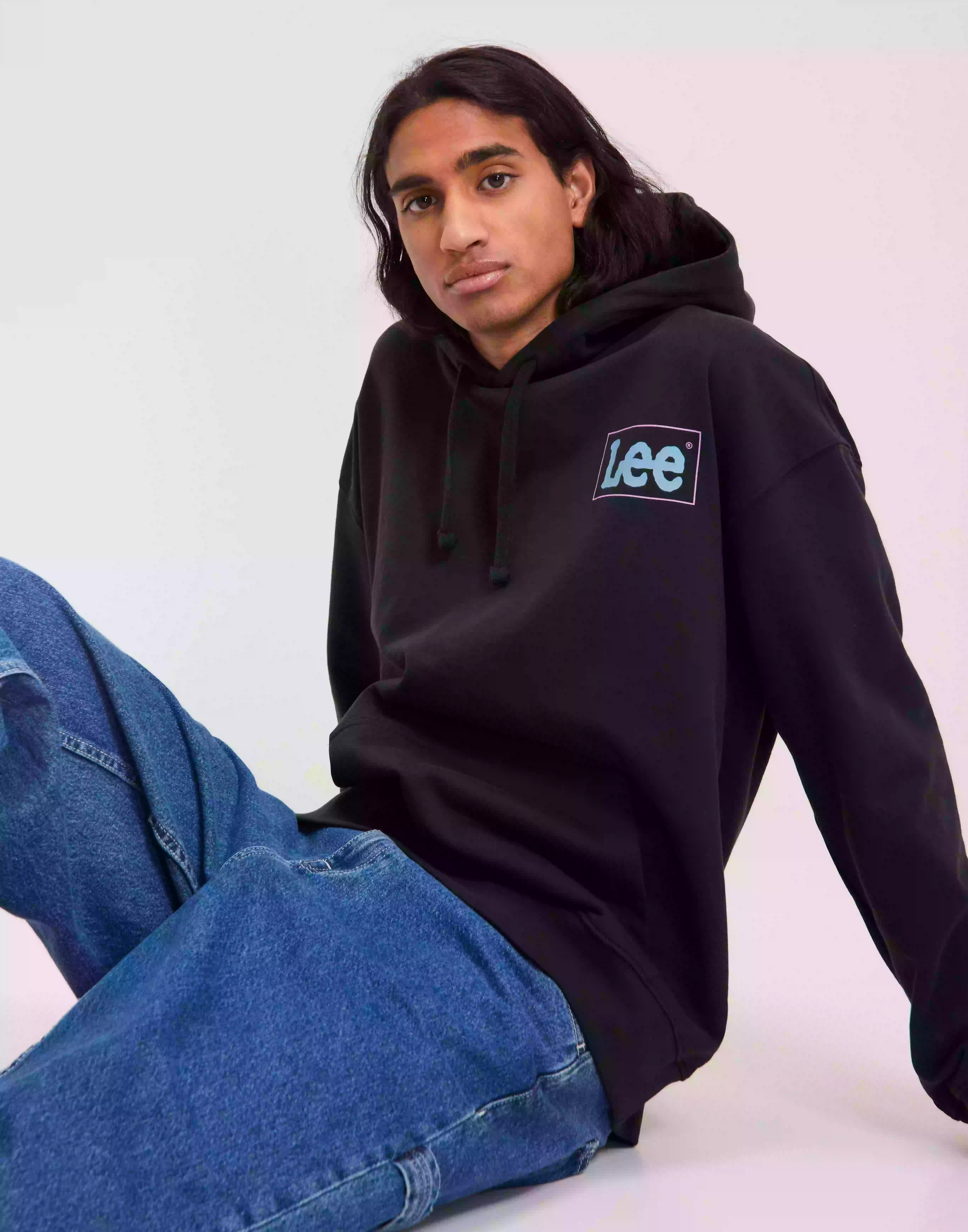 Lee Jeans Loose Logo Hoodie Hoodies Washed Black