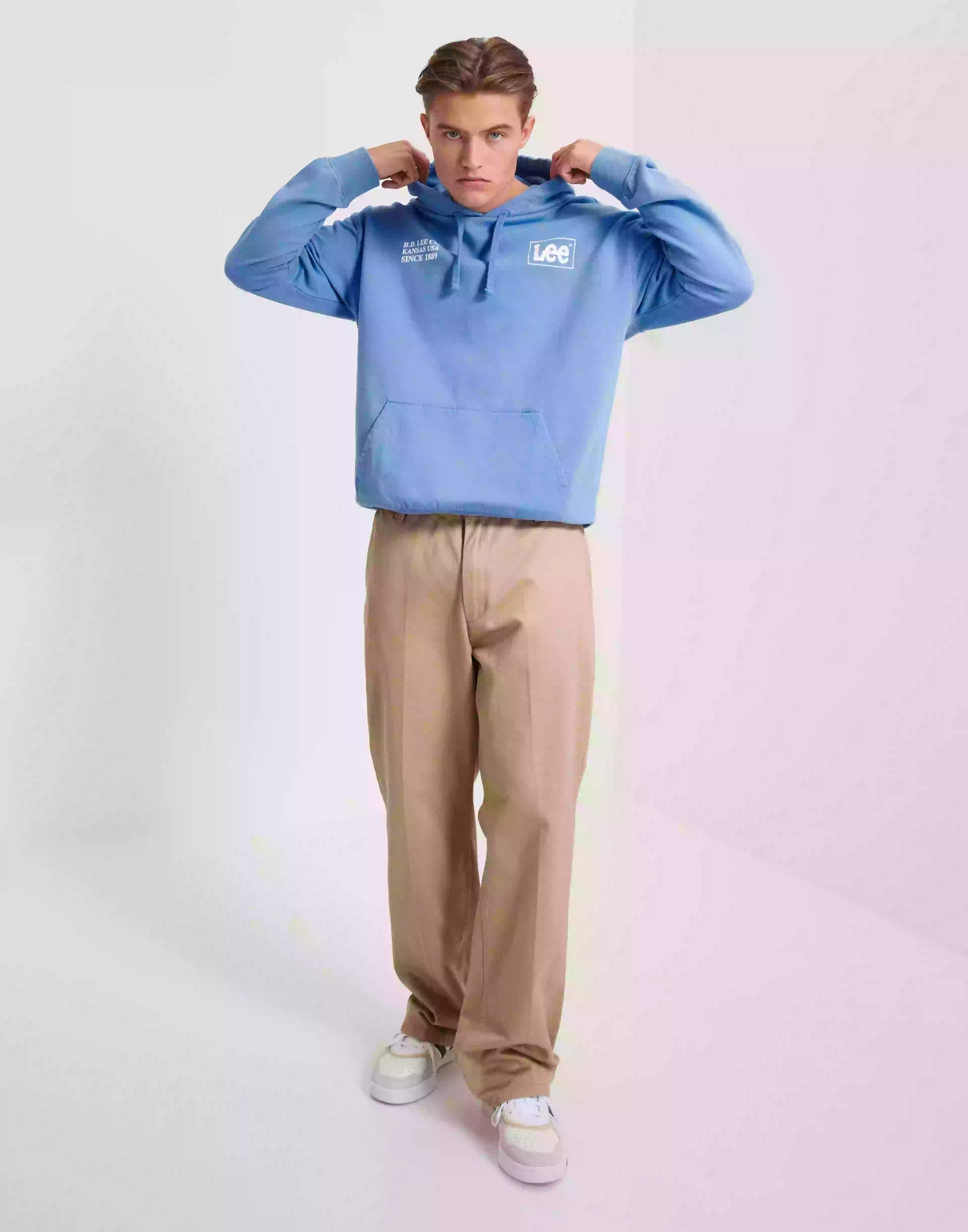 Lee Jeans Loose Logo Hoodie Hoodies Prep Blue