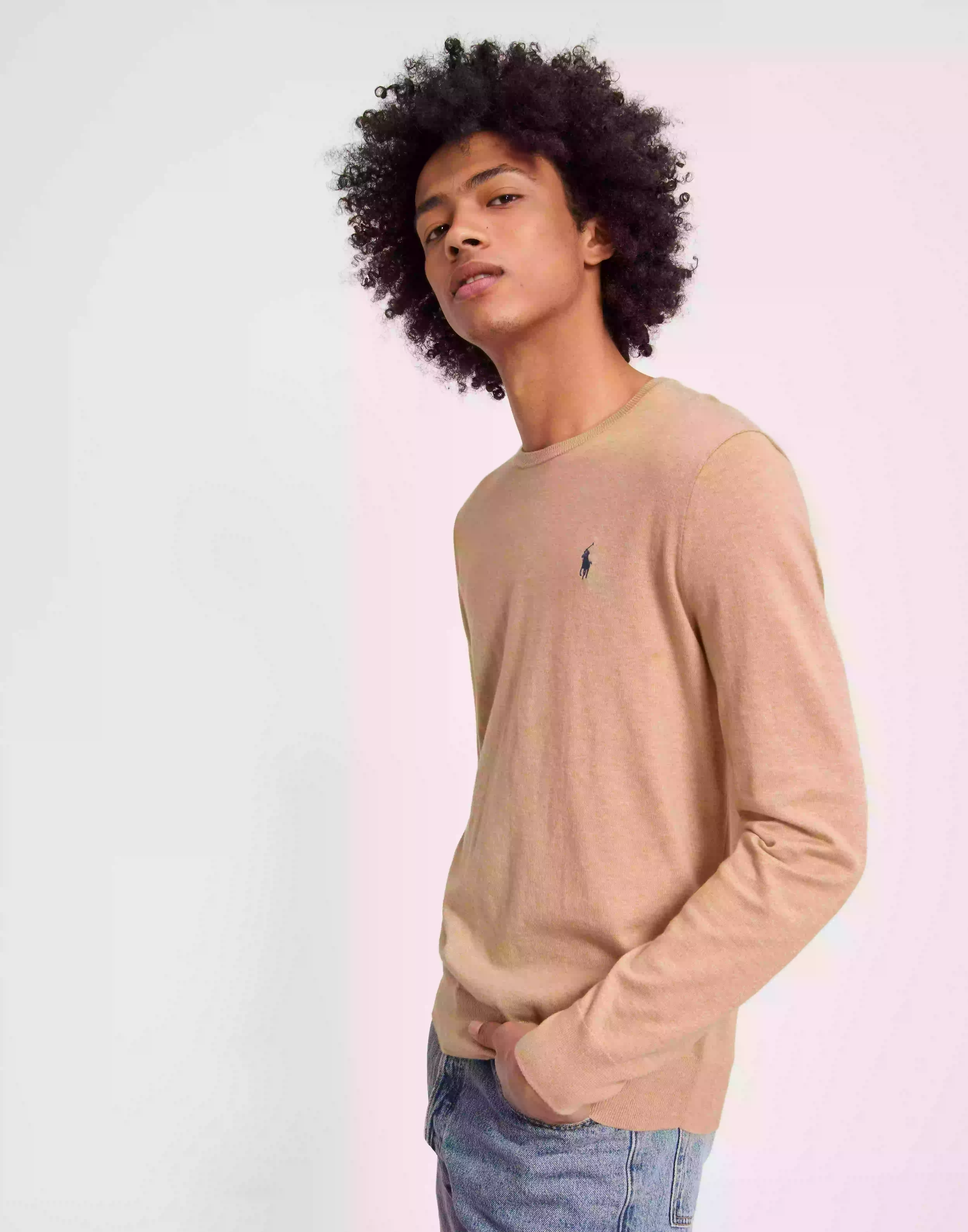 Polo Ralph Lauren Long Sleeve-Pullover Stickade tröjor Camel Melange