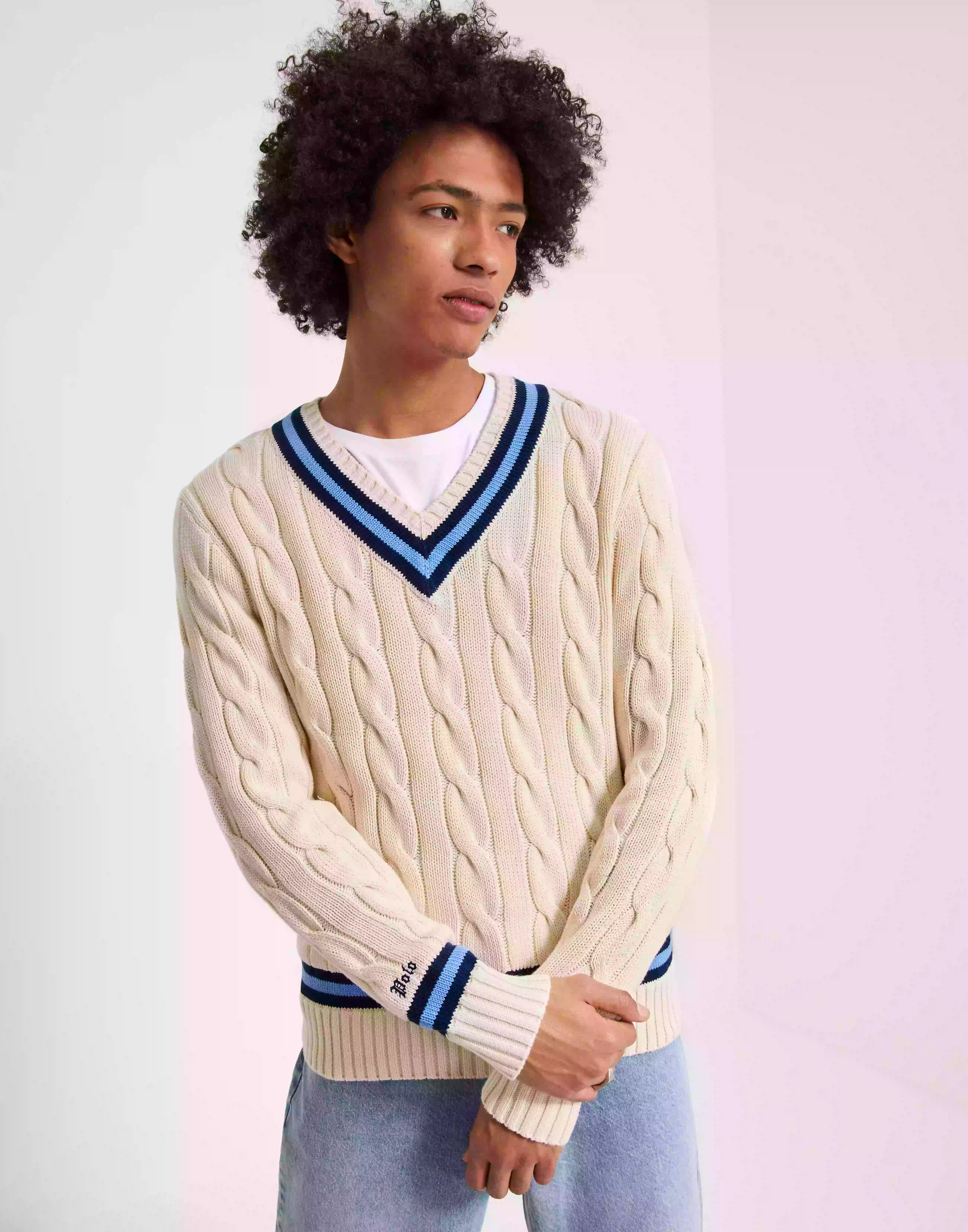 Polo Ralph Lauren Long Sleeve-Pullover Stickade tröjor Natural