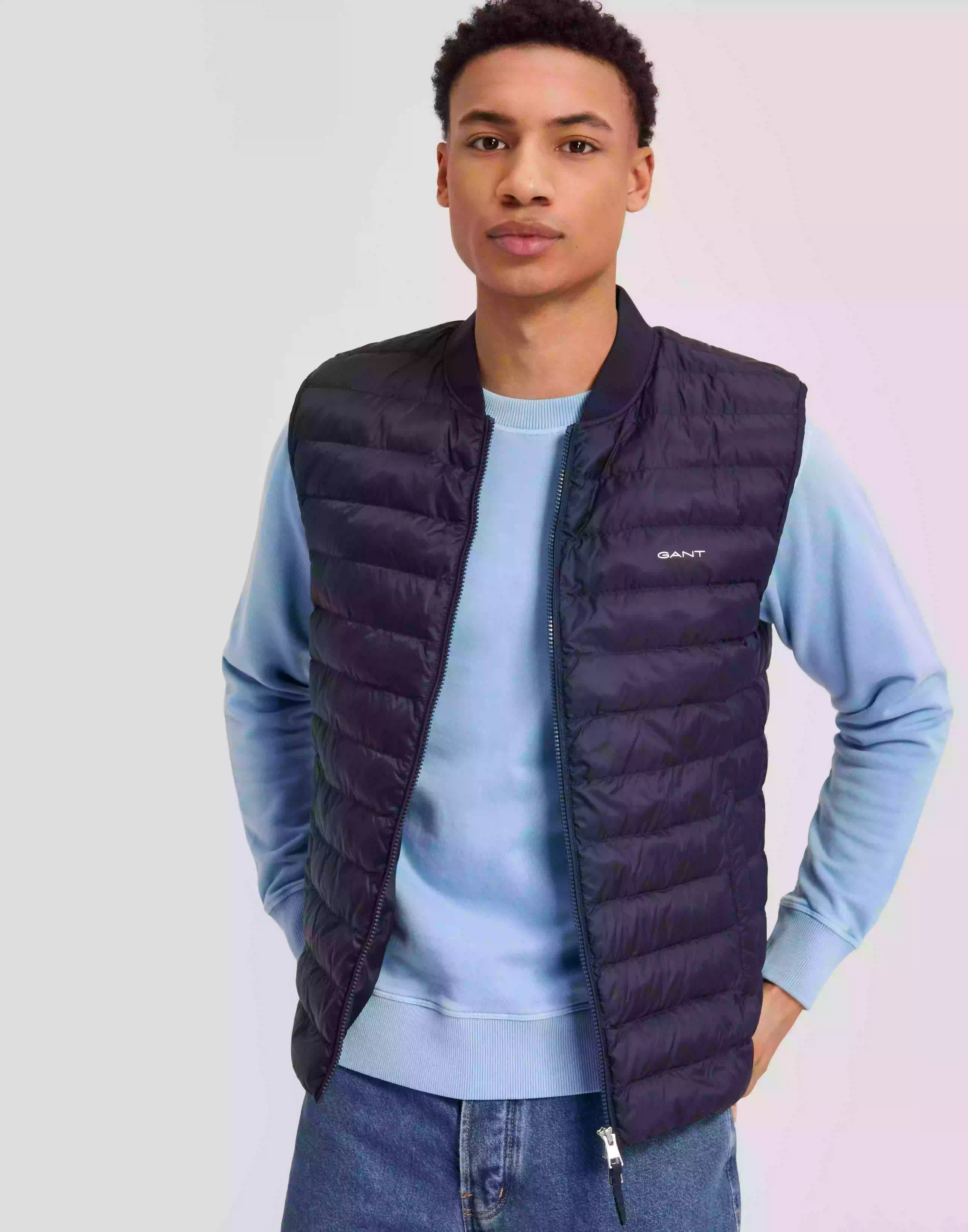 Gant Light Padded Bomber Vest Västar Evening Blue