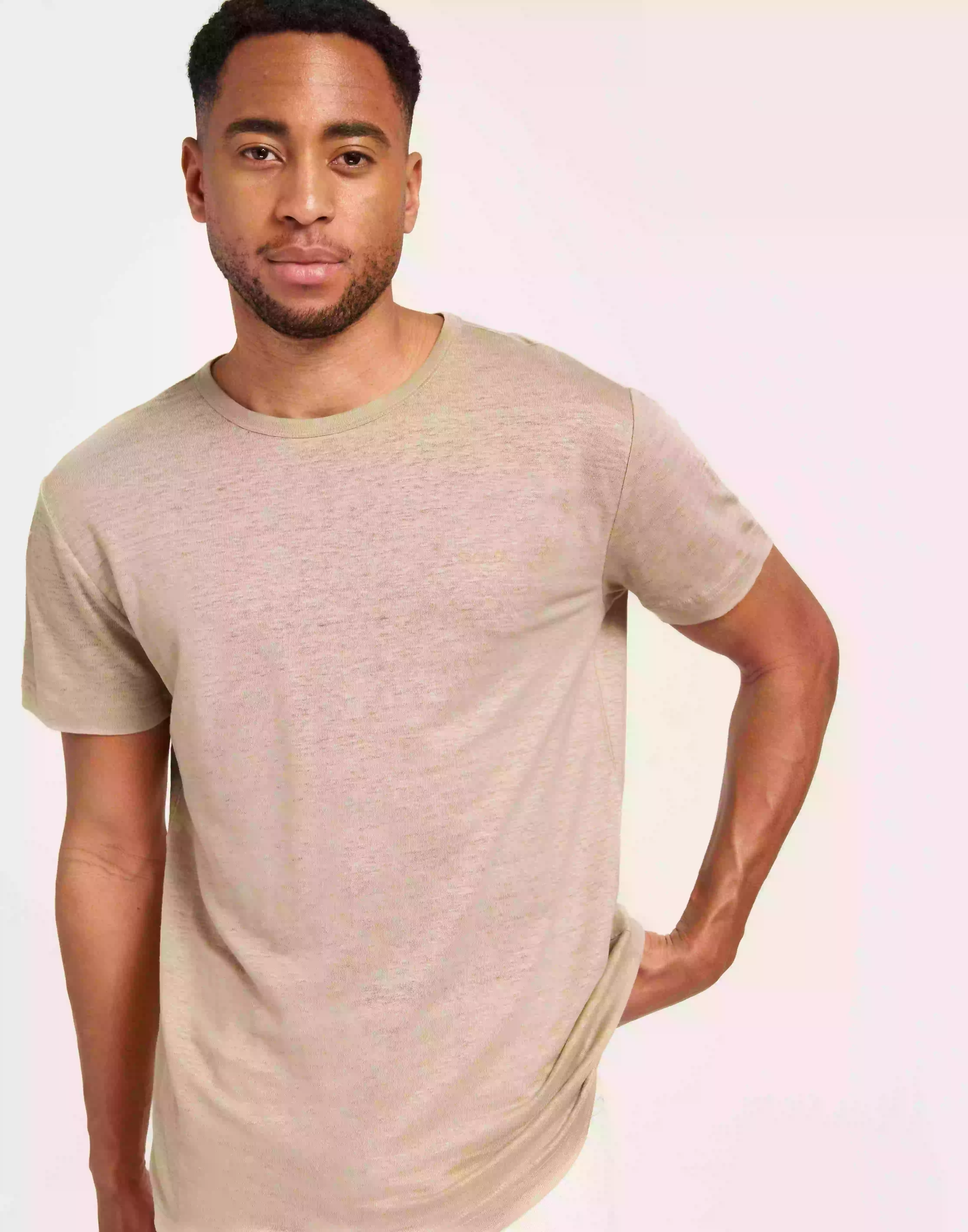 Gant Linen Regular T-Shirt T-Shirts & Linnen Concrete Beige