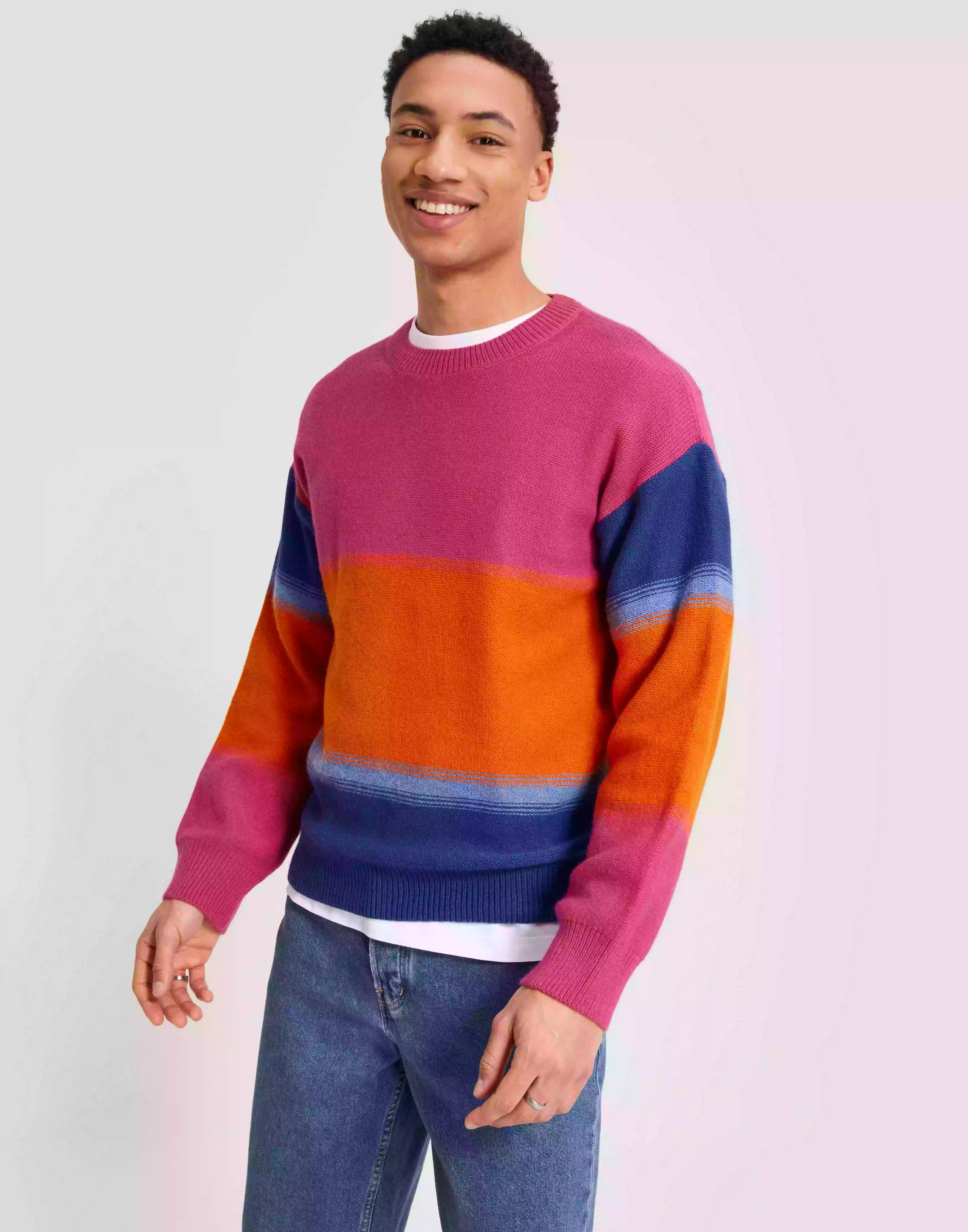 Gant Degrade Stripe C-Neck Stickade tröjor Hyper Pink