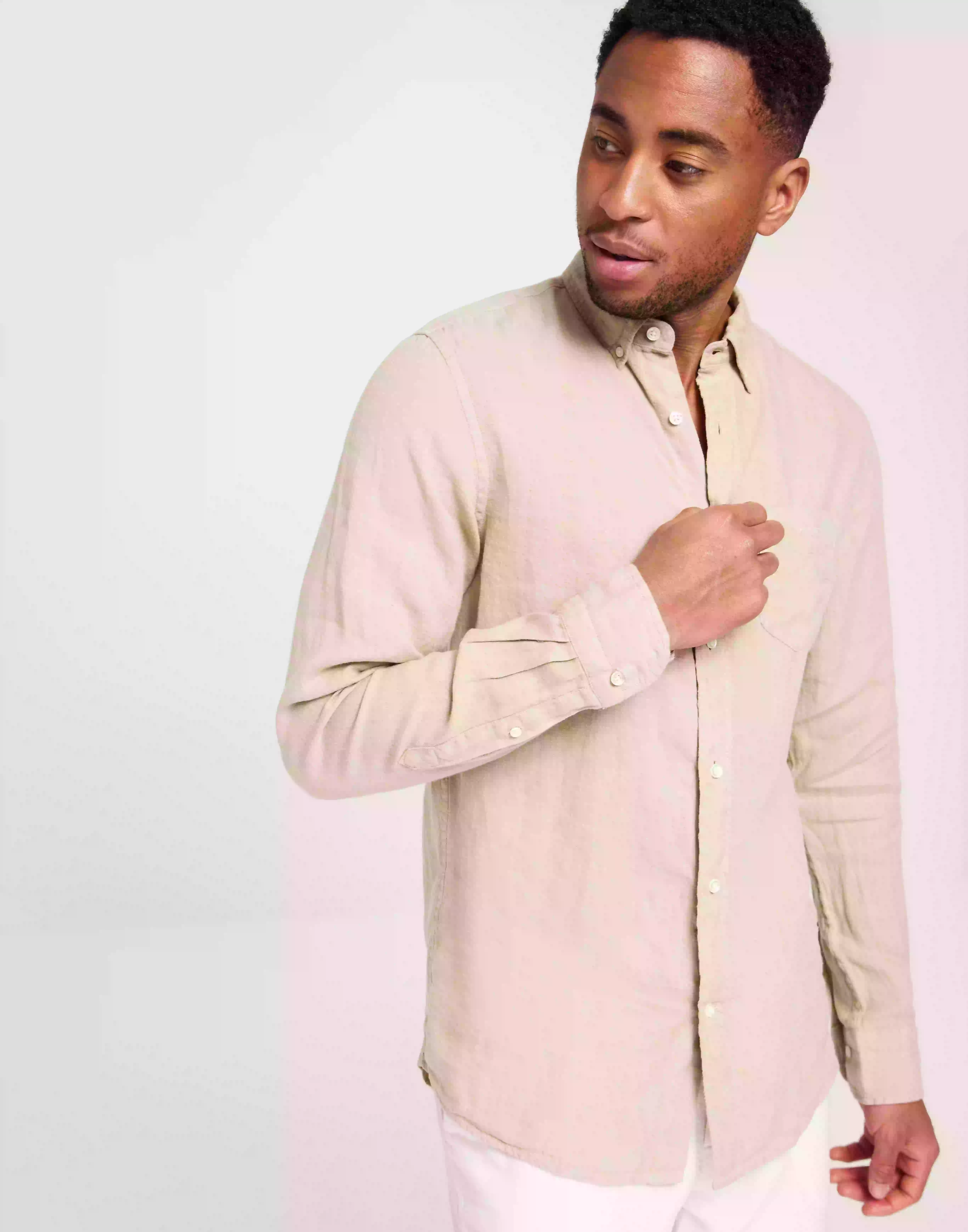 Gant Reg Ut Gmnt Dyed Linen Shirt Linneskjortor Concrete Beige