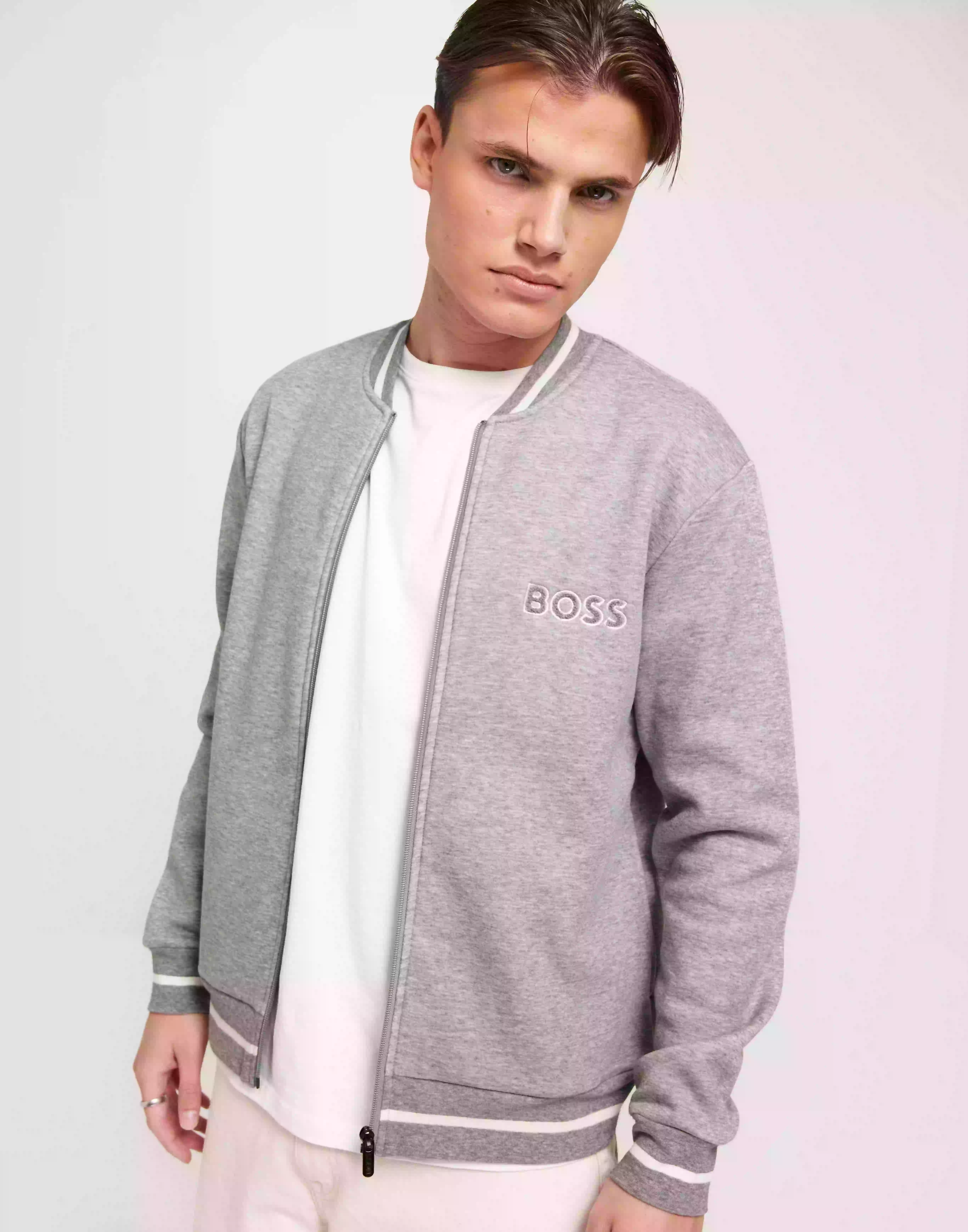 BOSS Contemp College J 10249527 01 Tröjor med dragkedja Grey