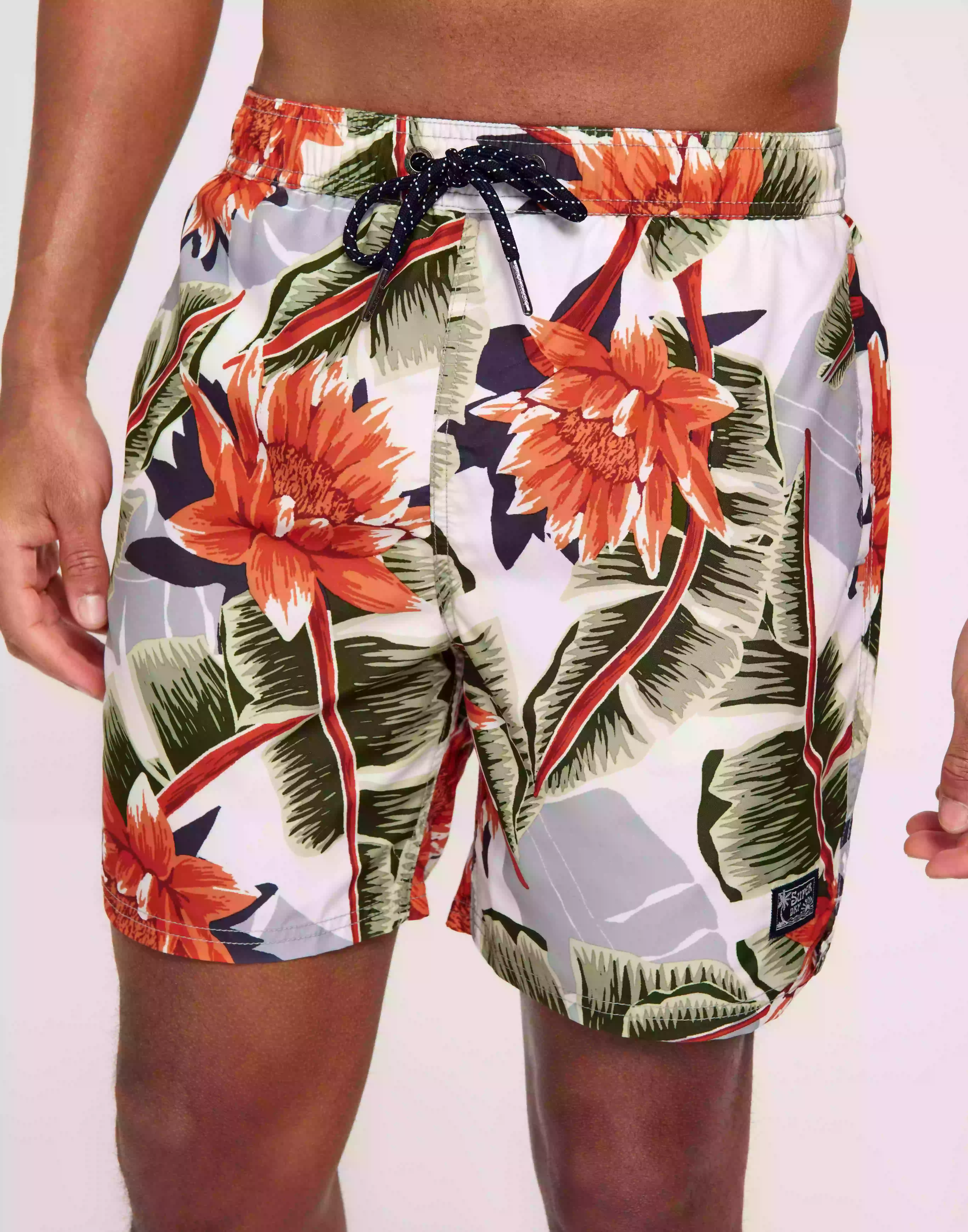 Superdry Vintage Hawaiian Swimshort Badbyxor Optic Banana Leaf