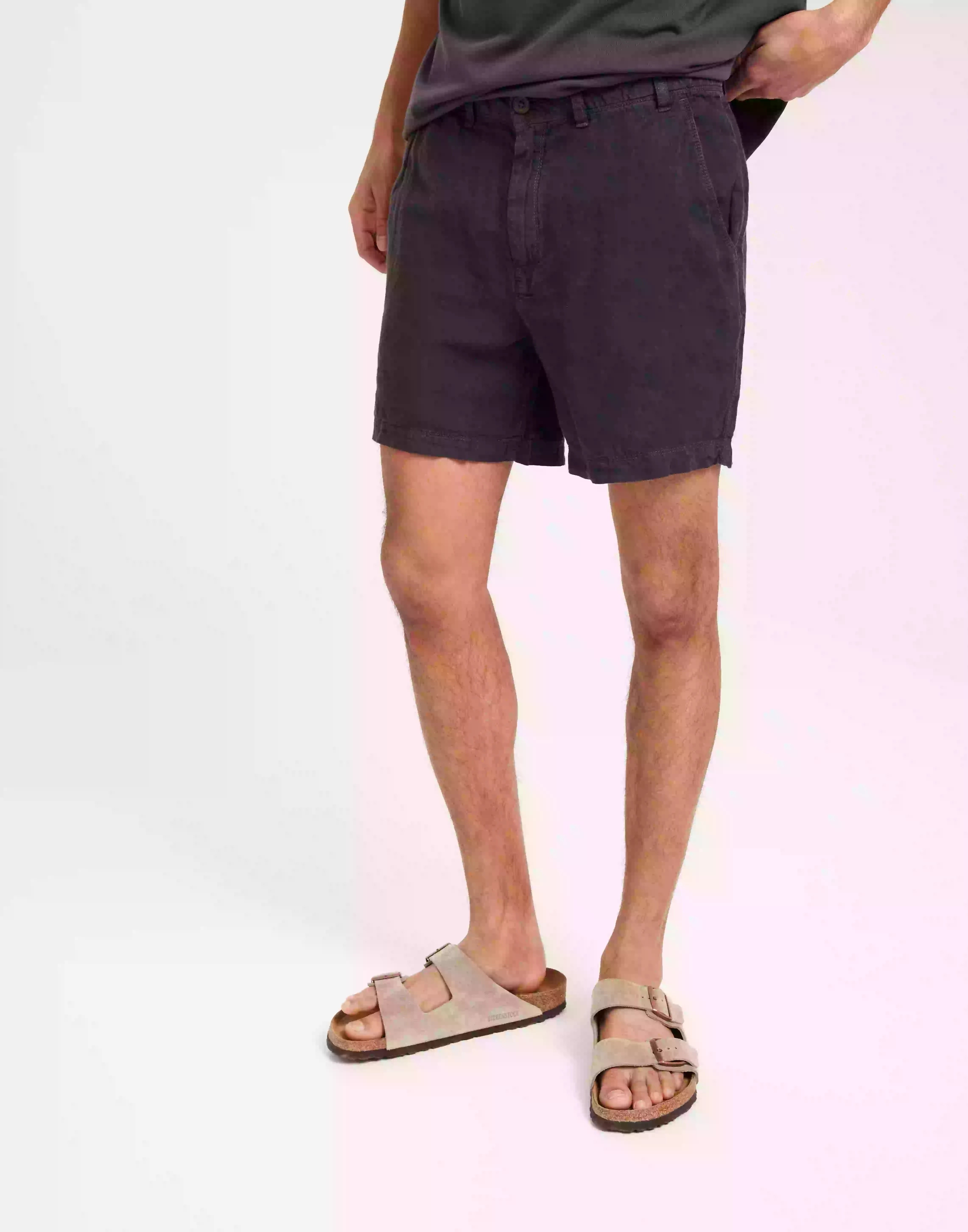 Superdry Studios Overdyed Linen Short Linneshorts Blue Graphite