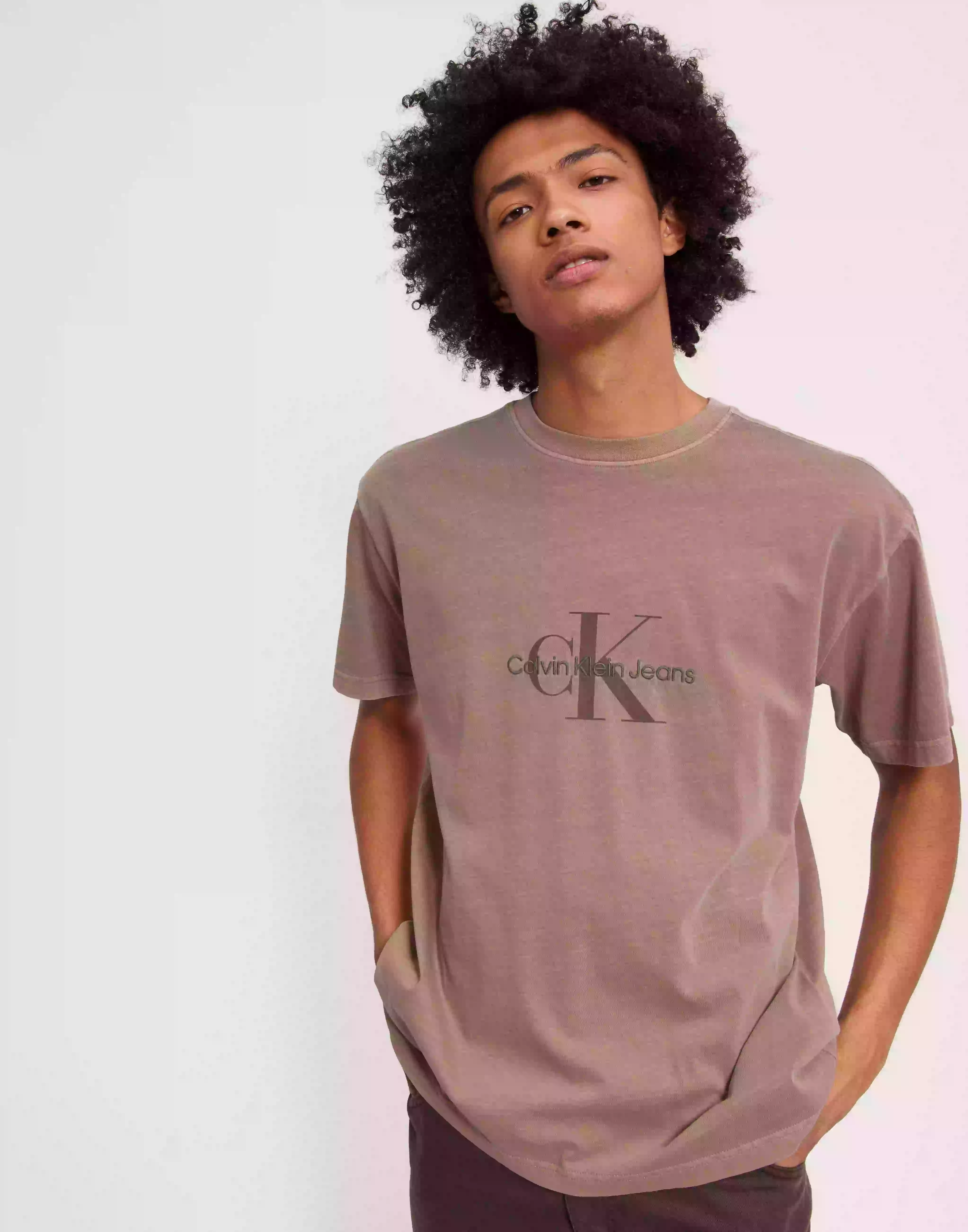 Calvin Klein Jeans Monologo Mineral Dye Tee T-shirts med tryck Shitake