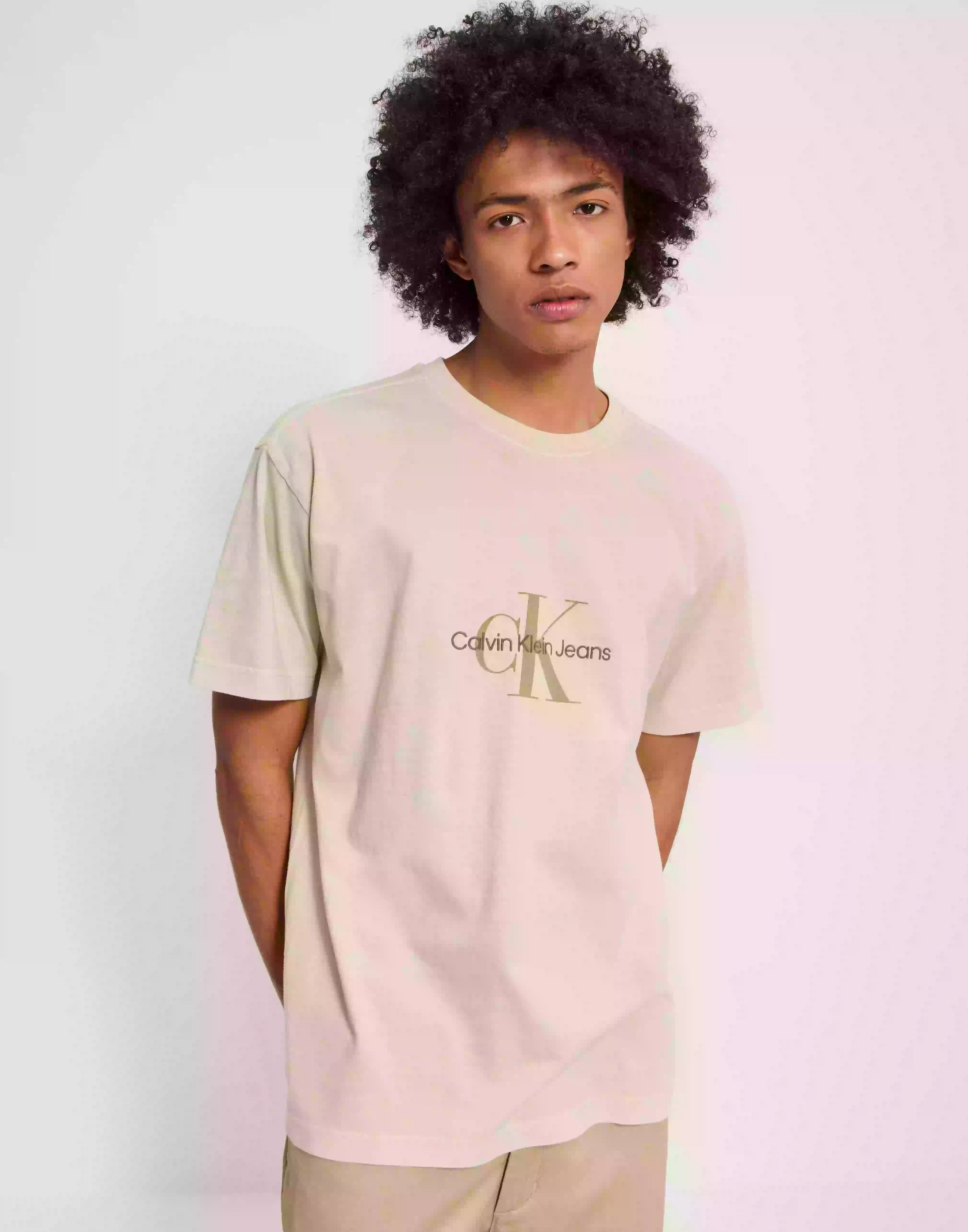 Calvin Klein Jeans Monologo Mineral Dye Tee T-shirts med tryck Classic Beige