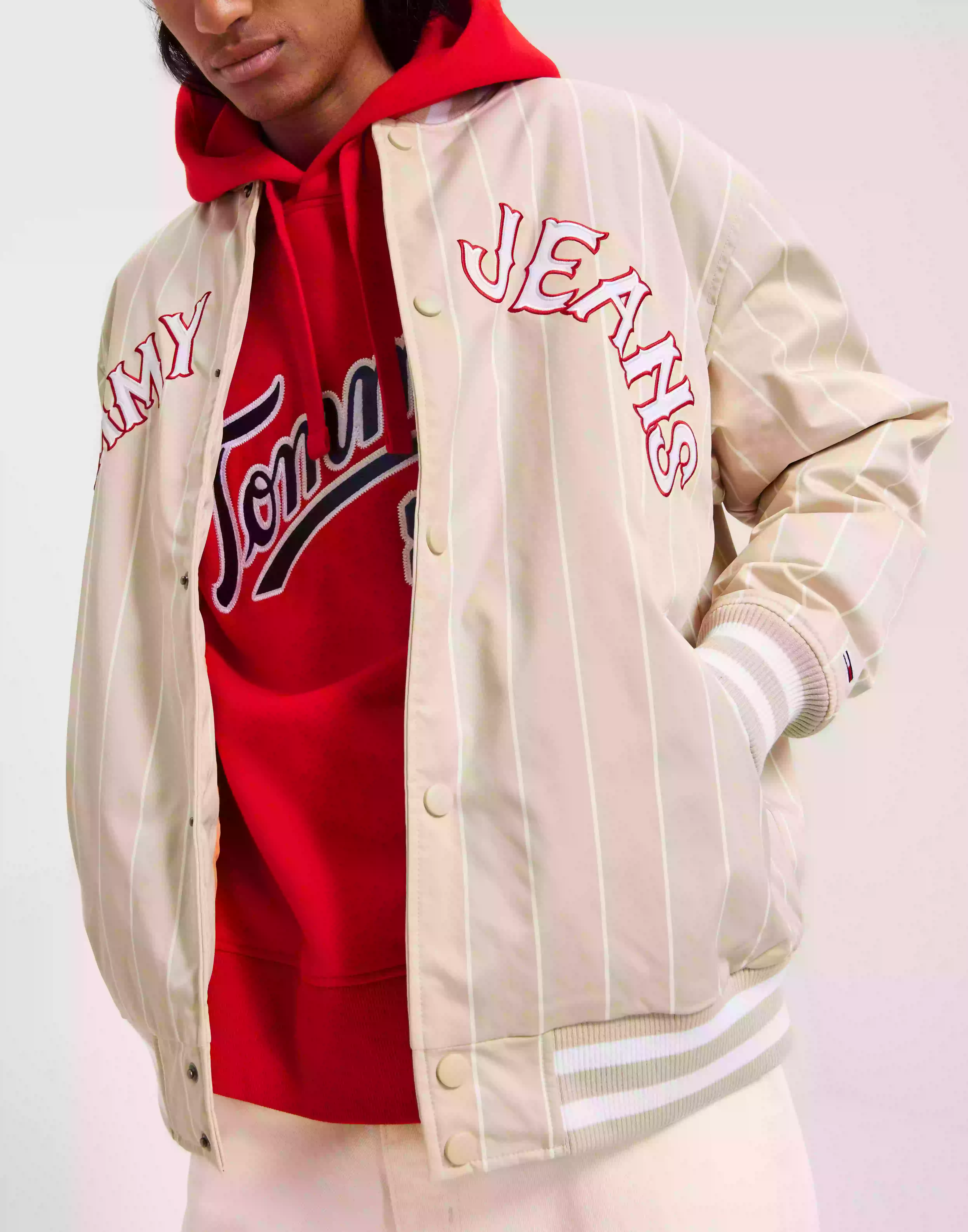 Tommy Jeans Tjm Rlx Pinstripe Bomber Bomberjackor Classic Beige