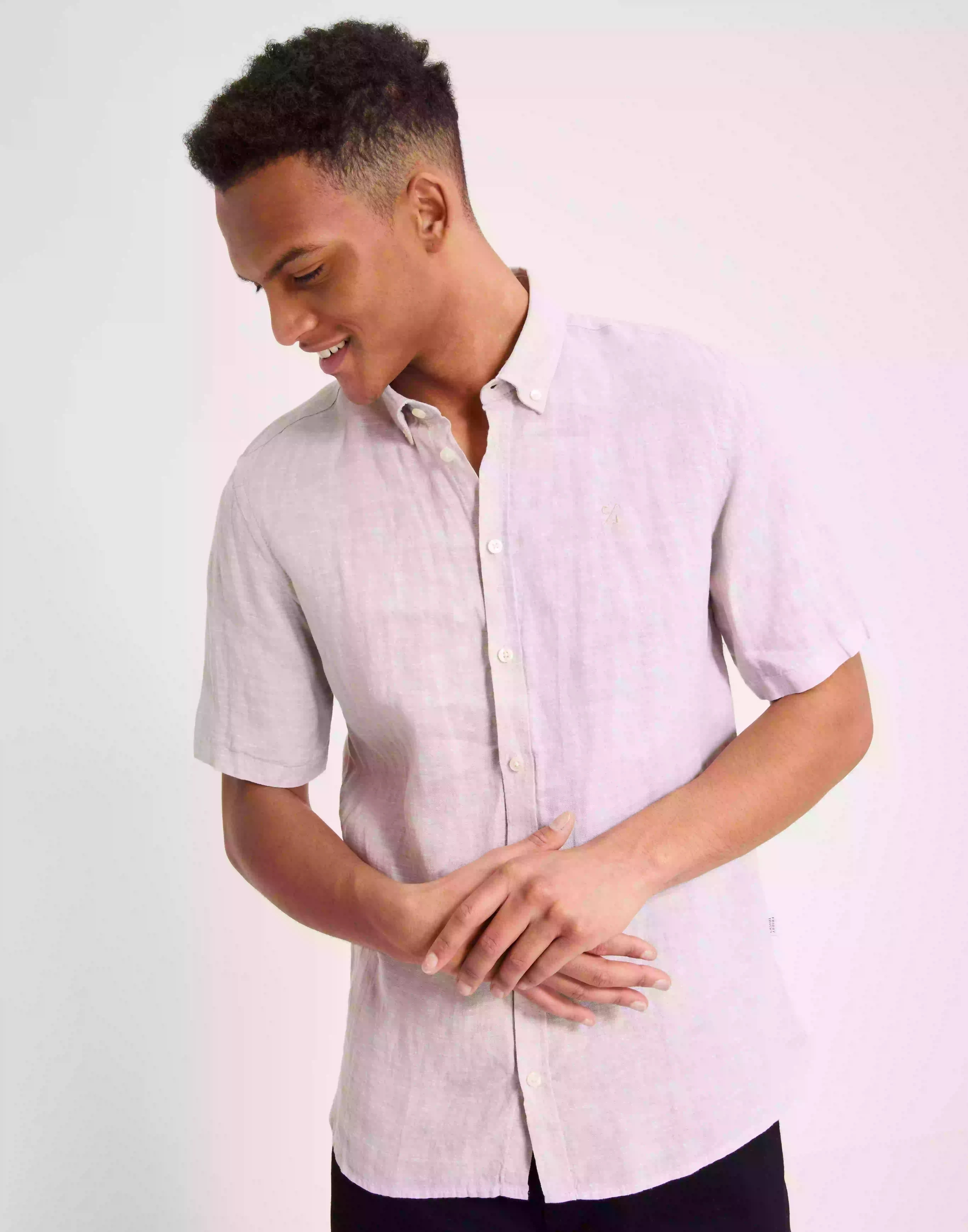 Casual Friday CFAnton 0071 SS 100% linen shirt Kortärmade skjortor Chateau Gray