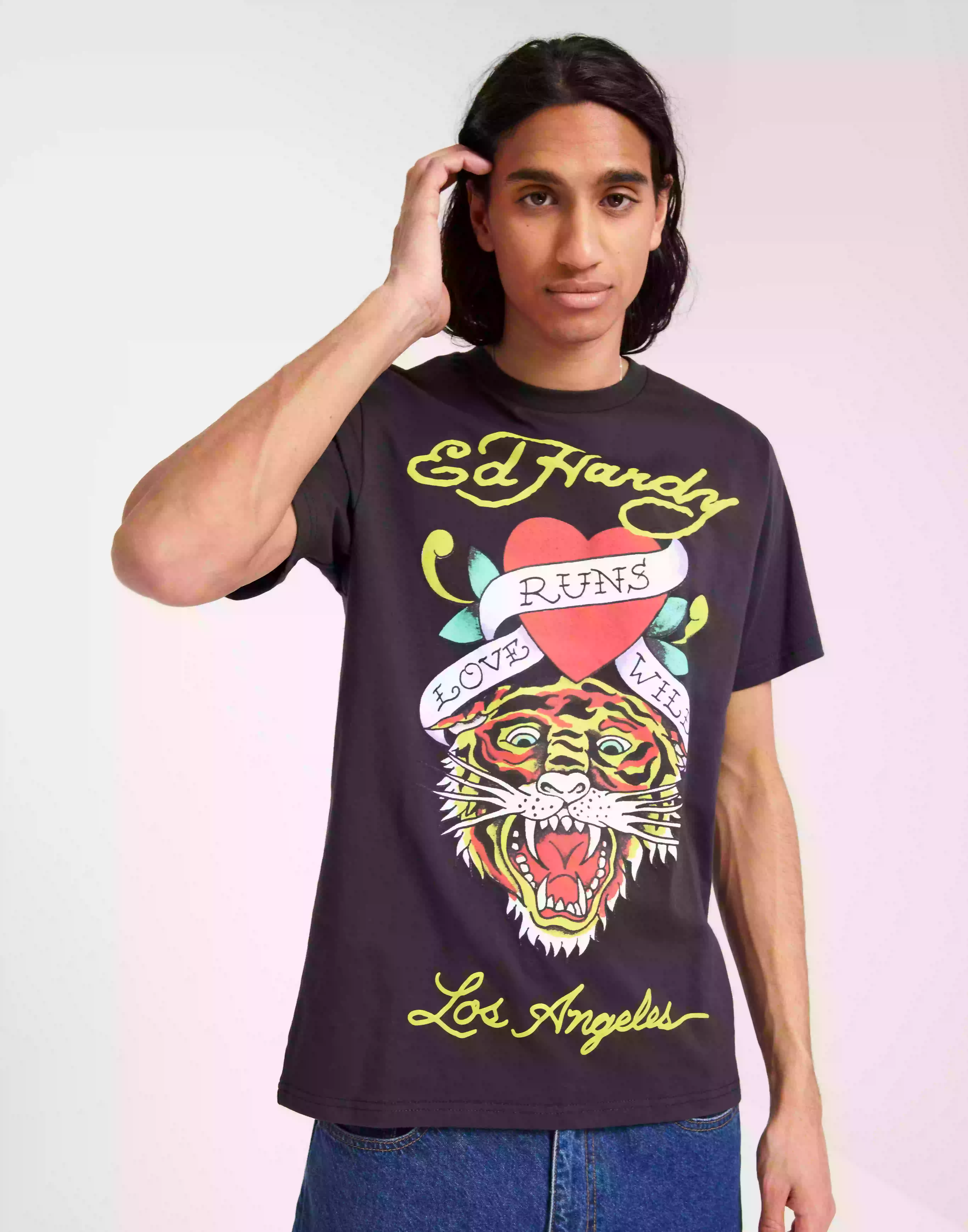 Ed Hardy Wild-Tiger T-Shirt T-shirts med tryck Charcoal