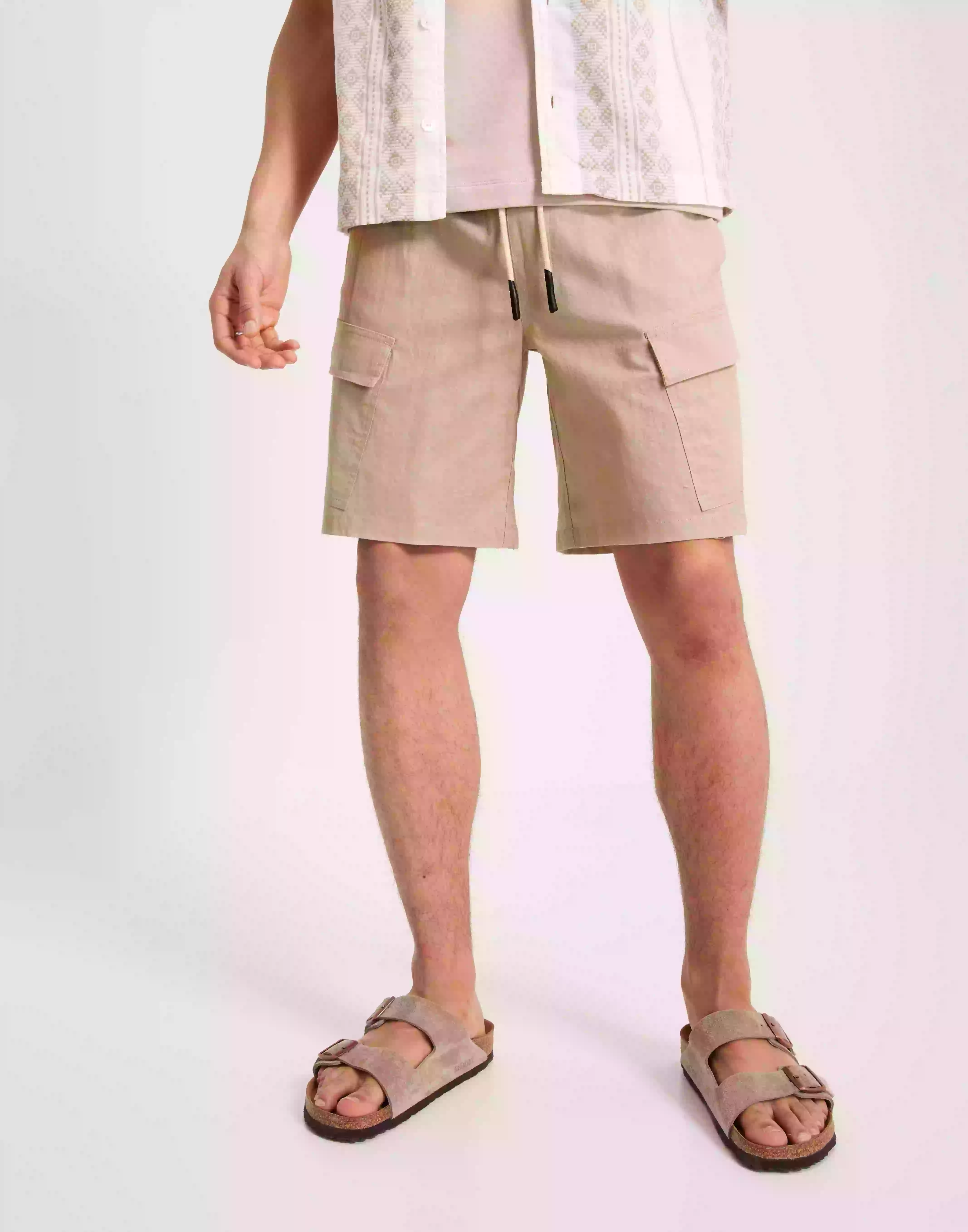 OAS Cargo Linen Shorts Linneshorts Beige