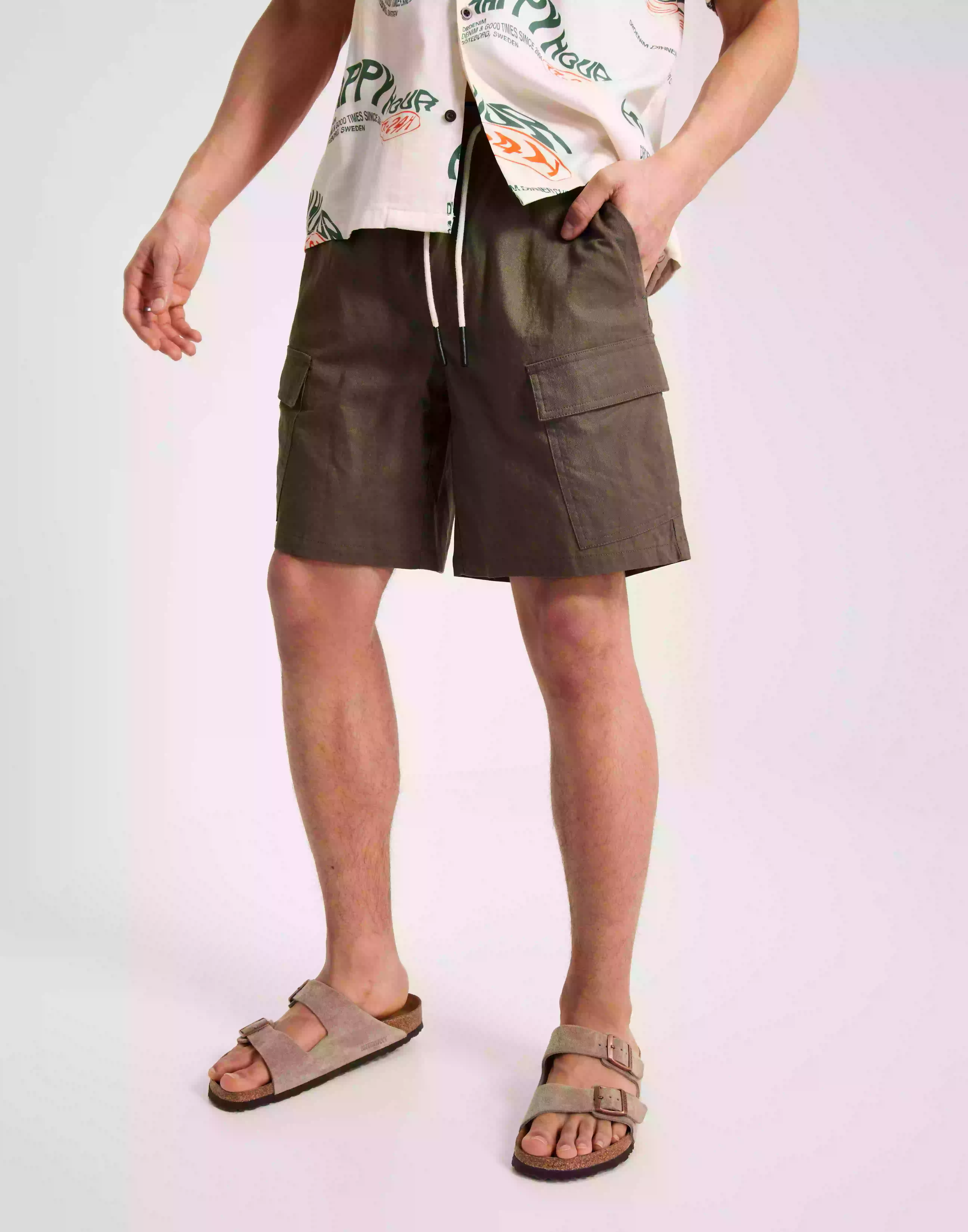 OAS Cargo Linen Shorts Linneshorts Green