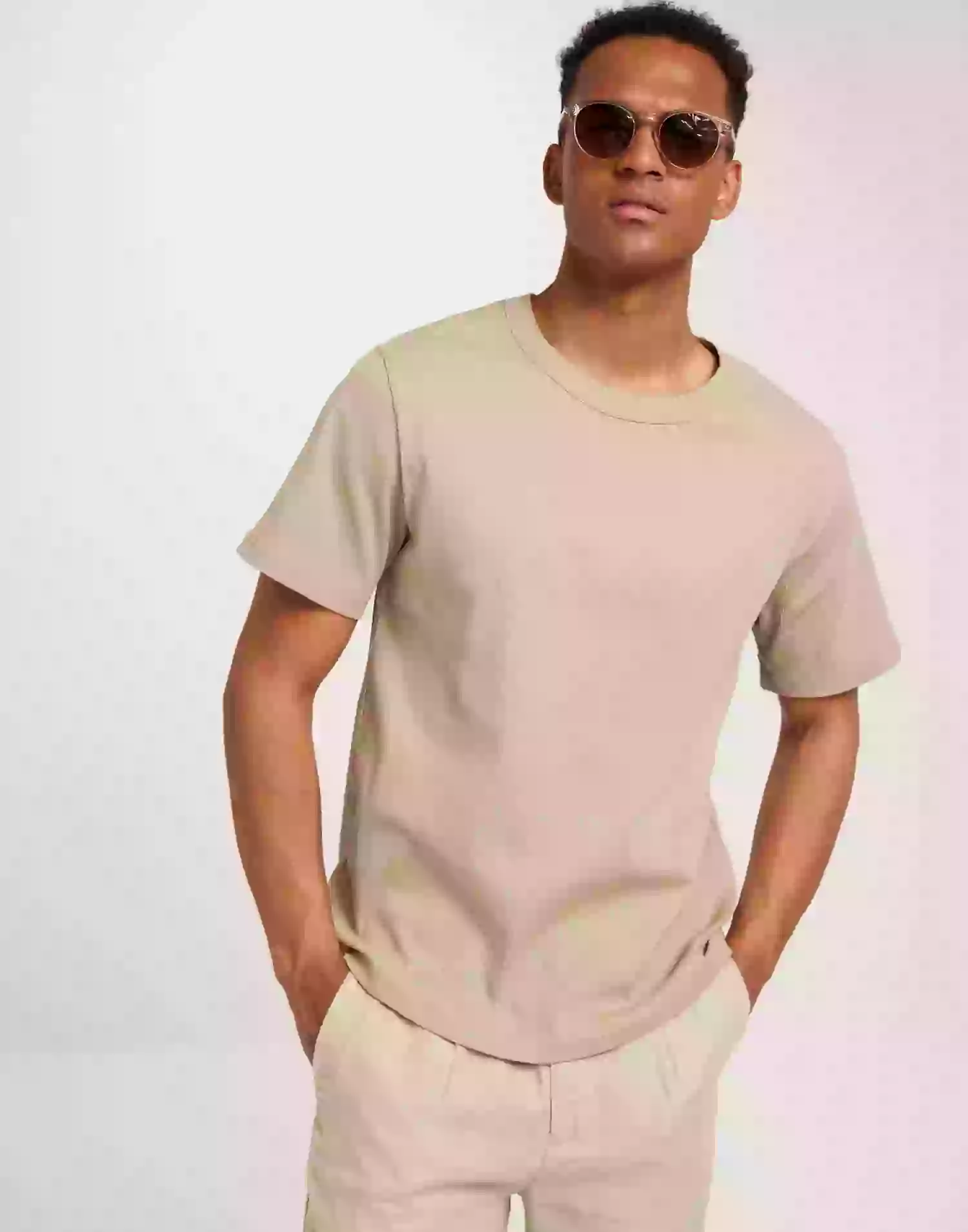 Les Deux Adam Rib T-Shirt T-Shirts & Linnen Dark Sand