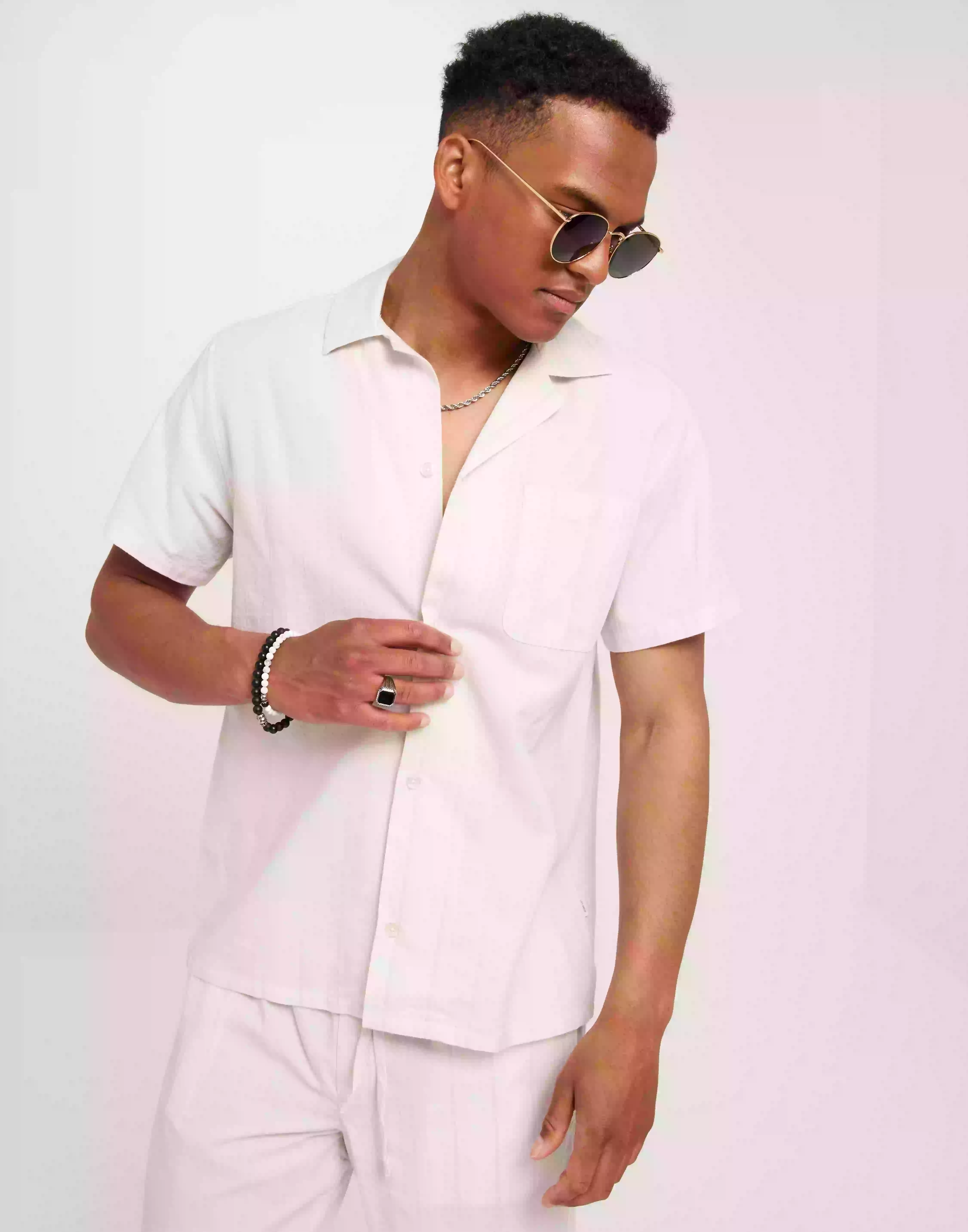 Les Deux Leo Embroidery Shirt SS Kortärmade skjortor Ivory
